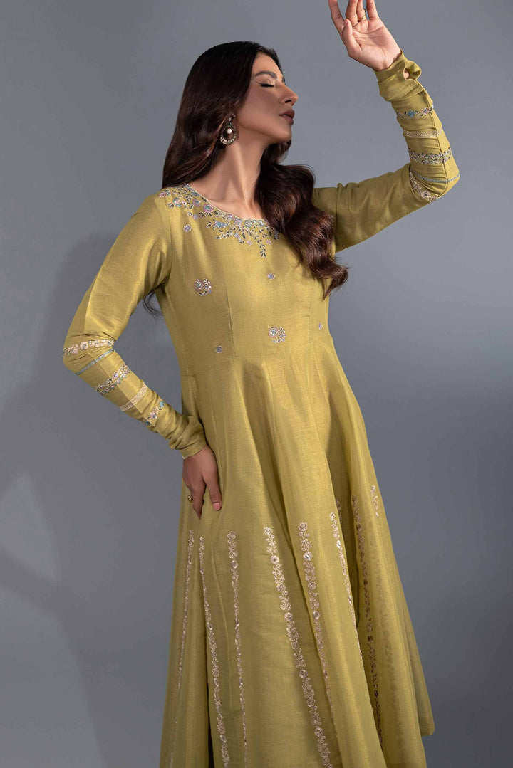 2 Piece Green Embroidered Maysuri Suit