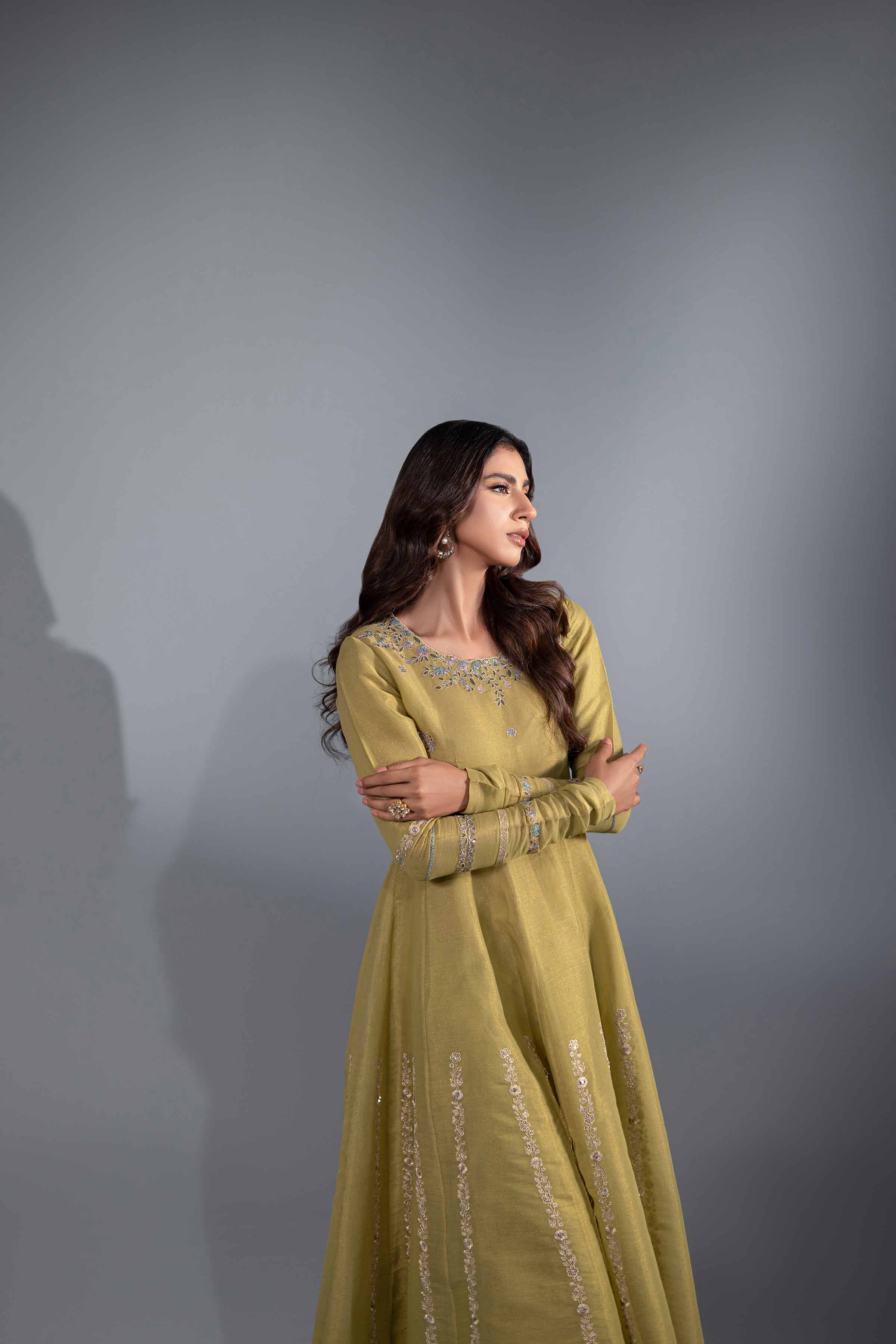 NishatUK - Green Embroidered   Maysuri 2-piece ready to wear Luxury Dress