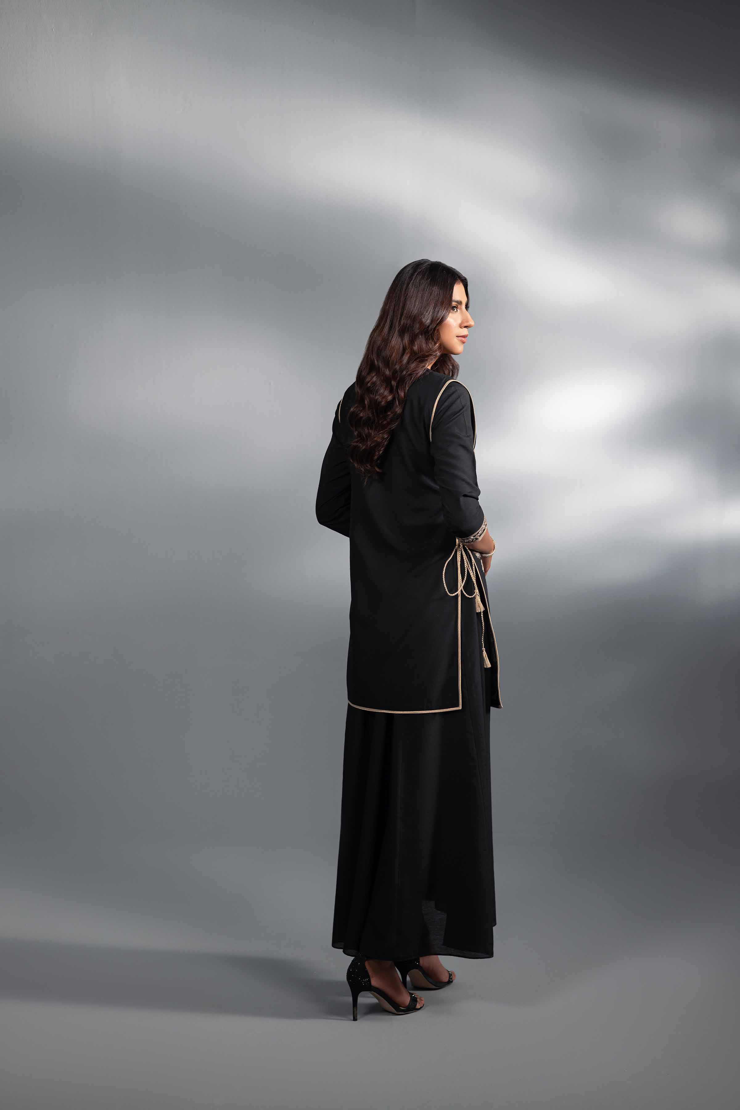 NishatUK - Black Embroidered  Silk 2-piece ready to wear Luxury Dress