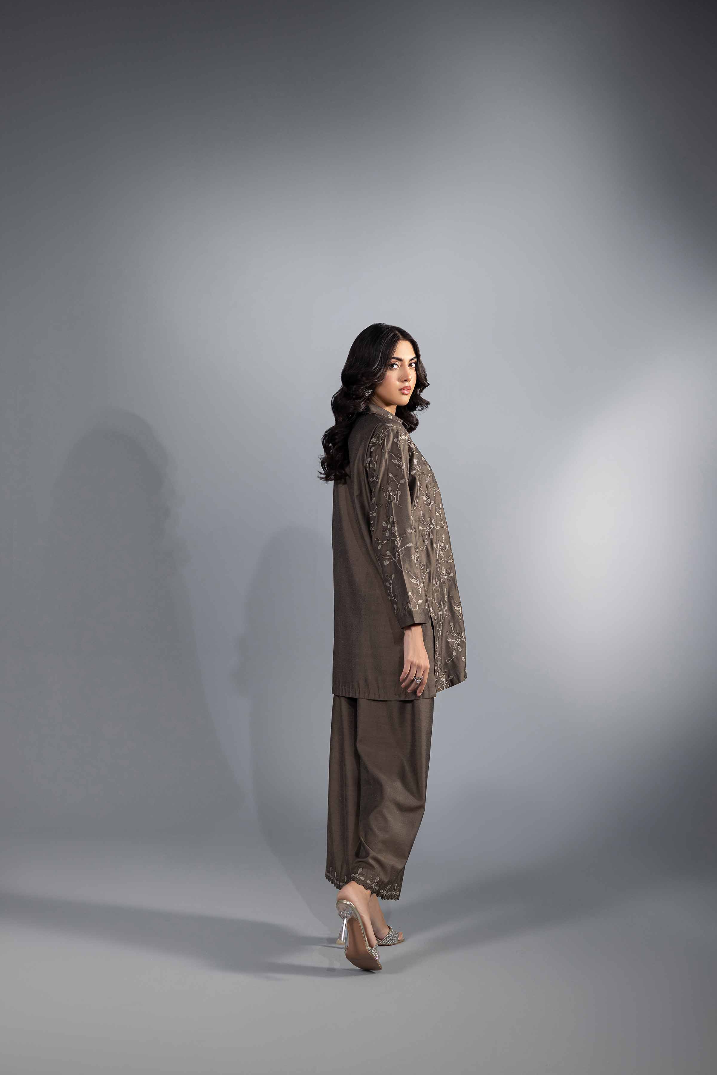 NishatUK - Brown Embroidered   Fancy 2-piece ready to wear Luxury Dress