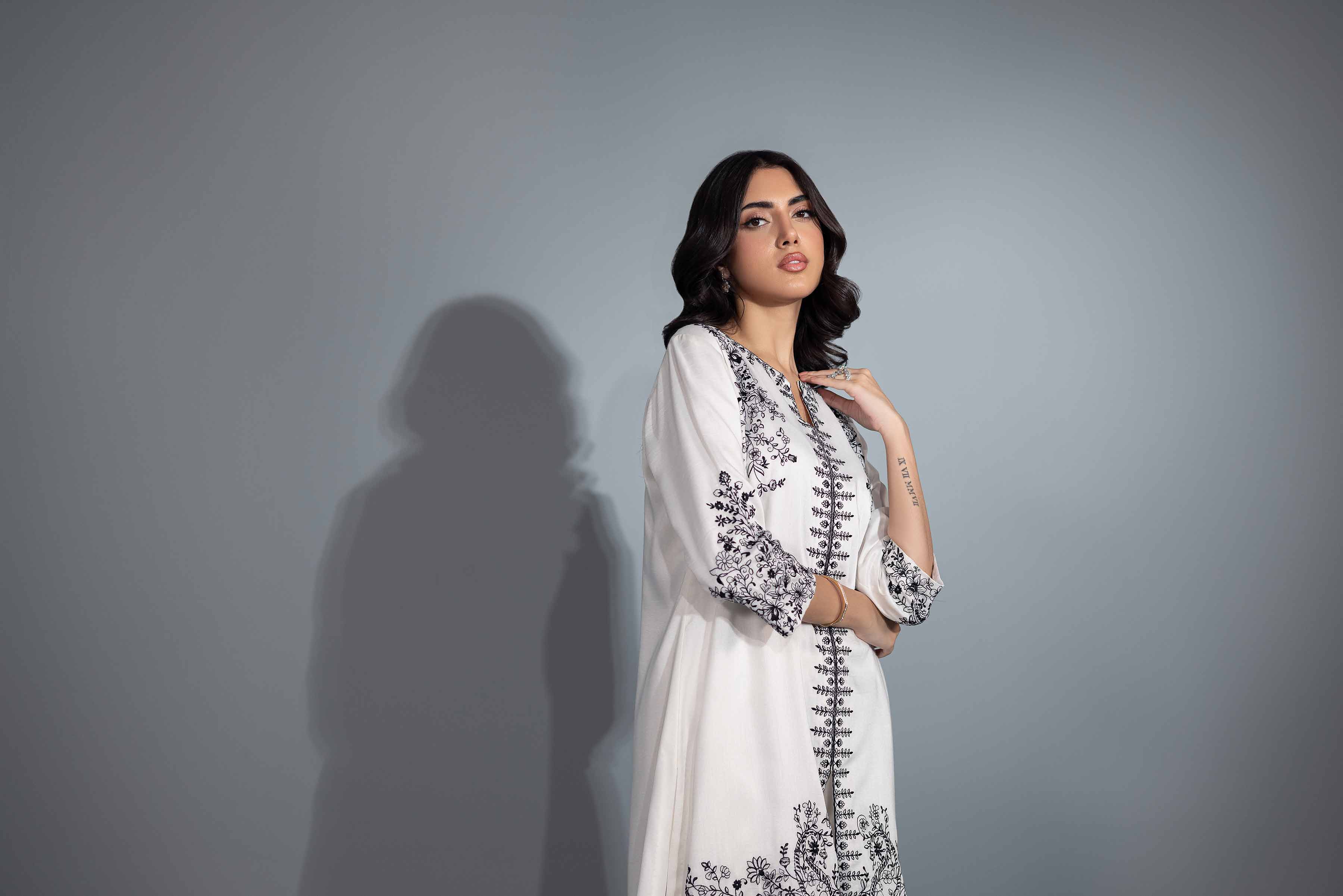 NishatUK - Brown Embroidered  Silk 2-piece ready to wear Luxury Dress