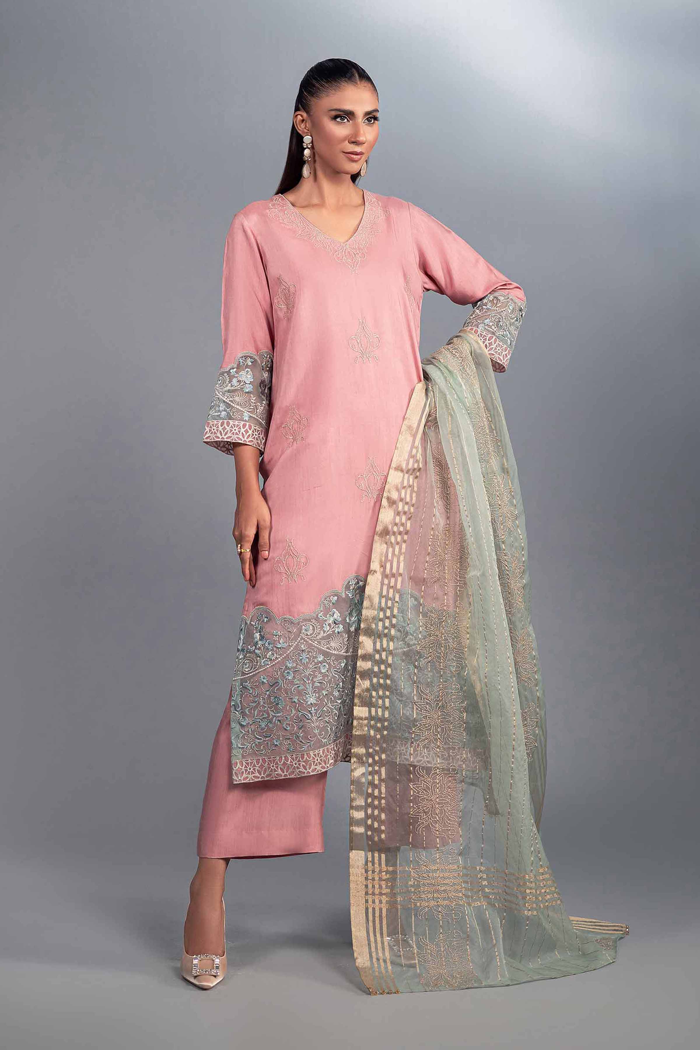 NishatUK - Pink Embroidered  Silk 3-piece ready to wear Suit