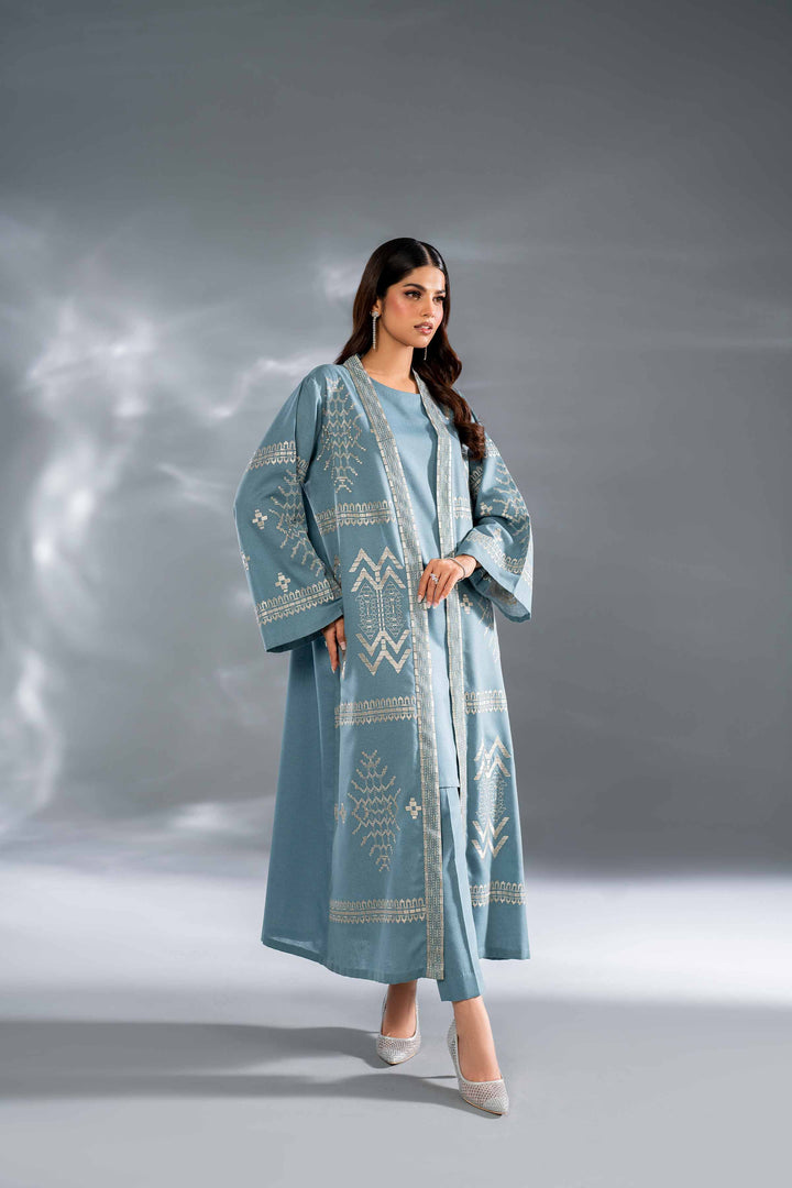 3 Piece Teal Embroidered Karandi Suit