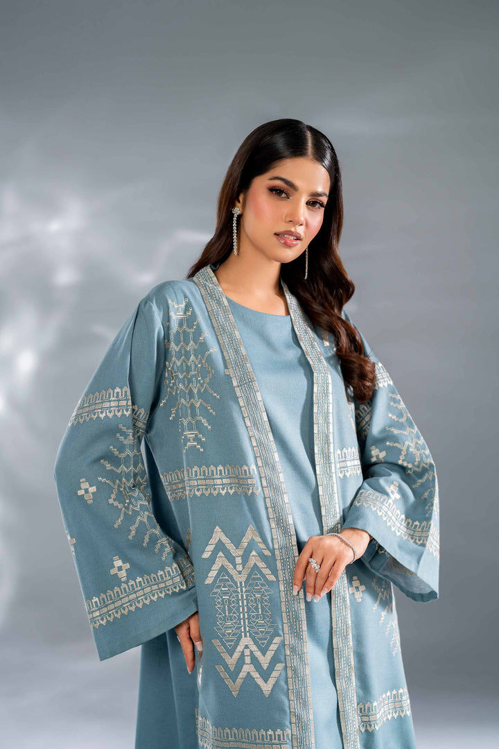 3 Piece Teal Embroidered Karandi Suit