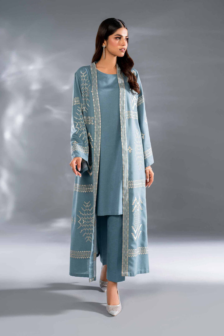 3 Piece Teal Embroidered Karandi Suit