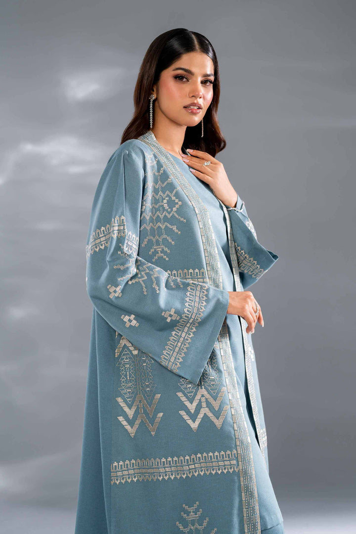 3 Piece Teal Embroidered Karandi Suit