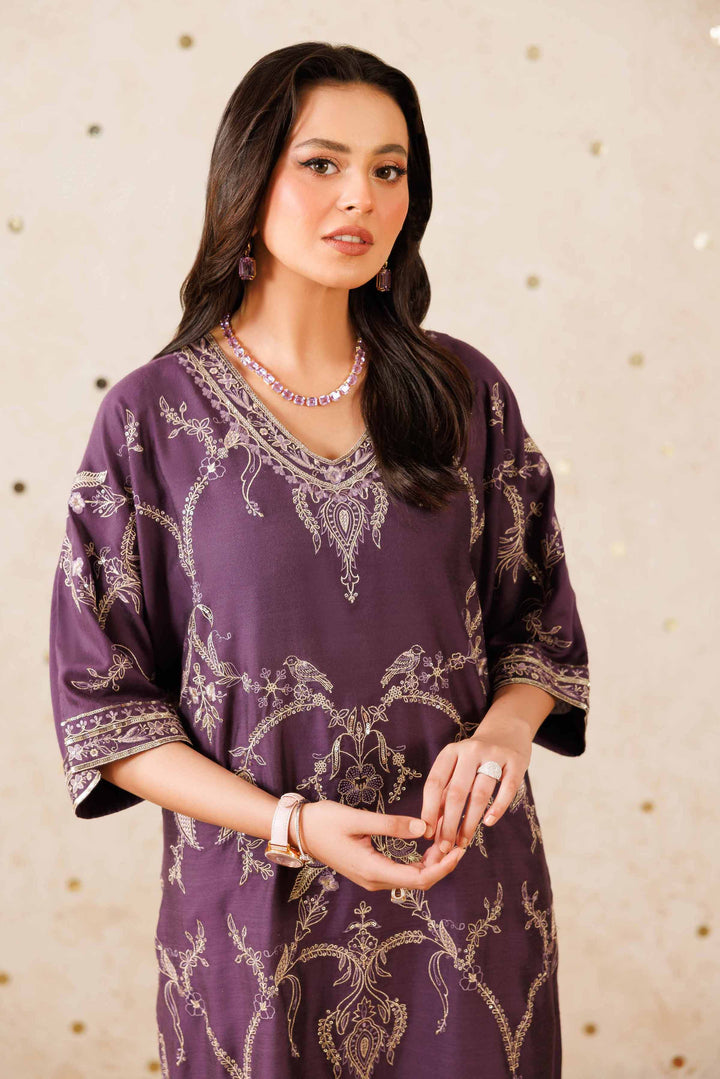 NishatUK - Purple Embroidered Silk 2-piece ready to wear-luxury Dress