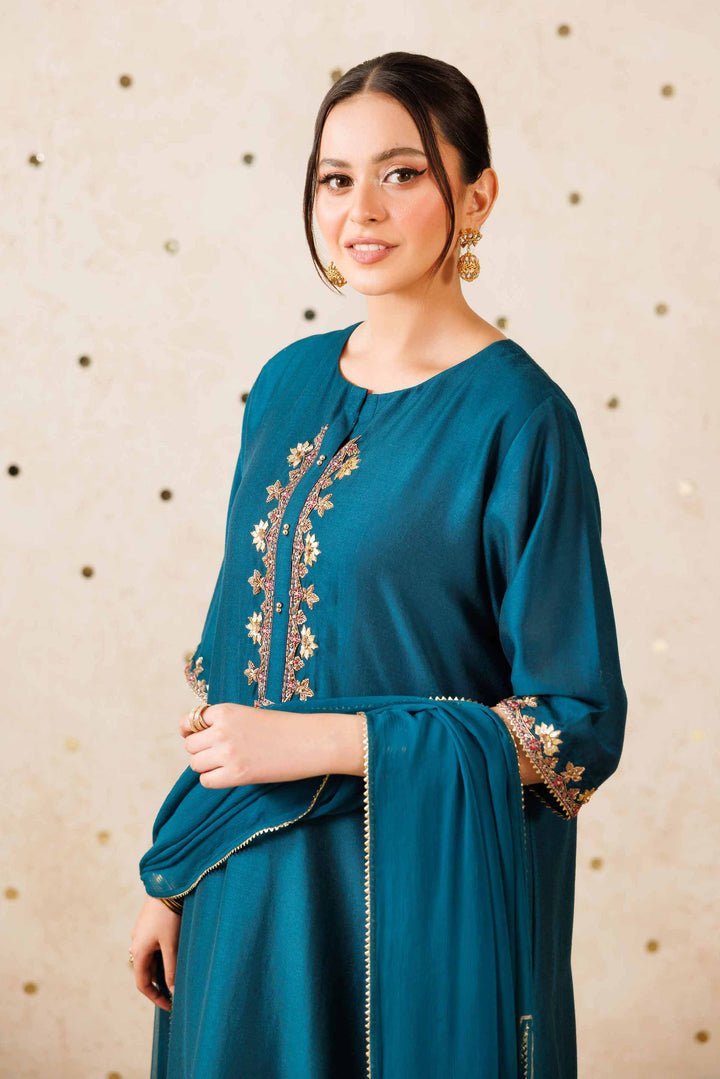 NishatUK - Blue Solids fancy Bonanza 3-piece ready to wear Luxury Suit