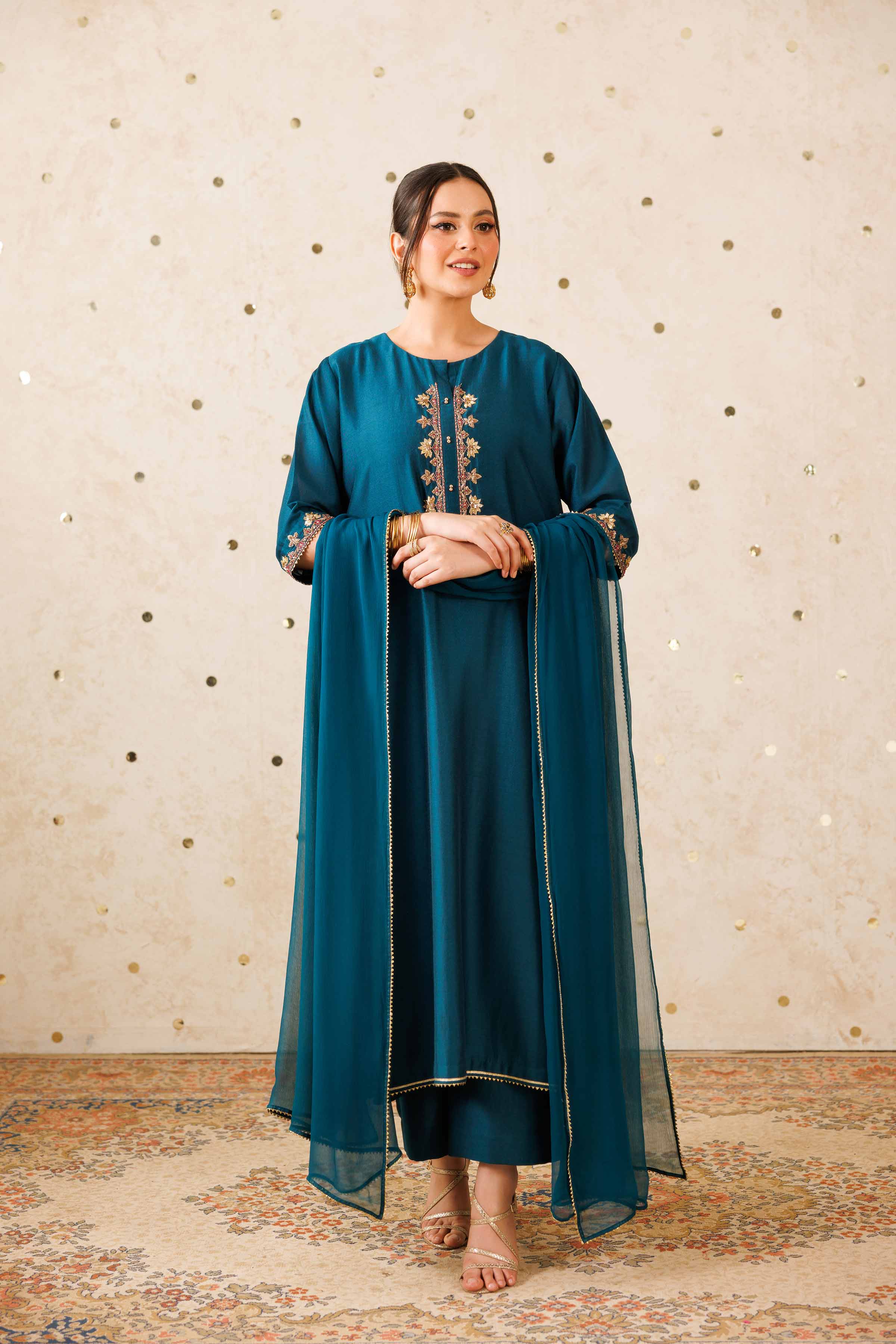 NishatUK - Blue Solids fancy Bonanza 3-piece ready to wear Luxury Suit