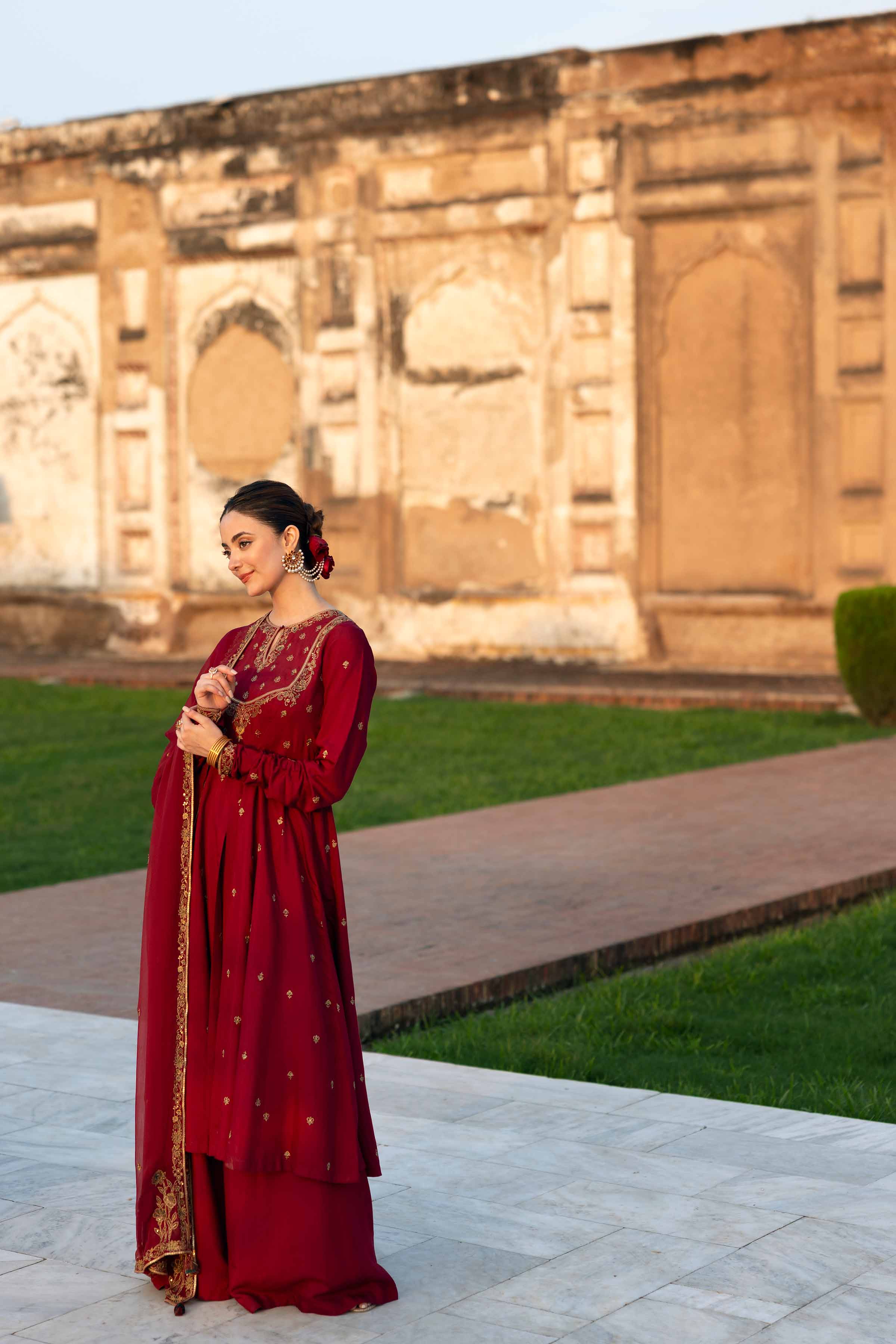 NishatUK - Maroon Embroidered Viscose 3-piece ready to wear Suit