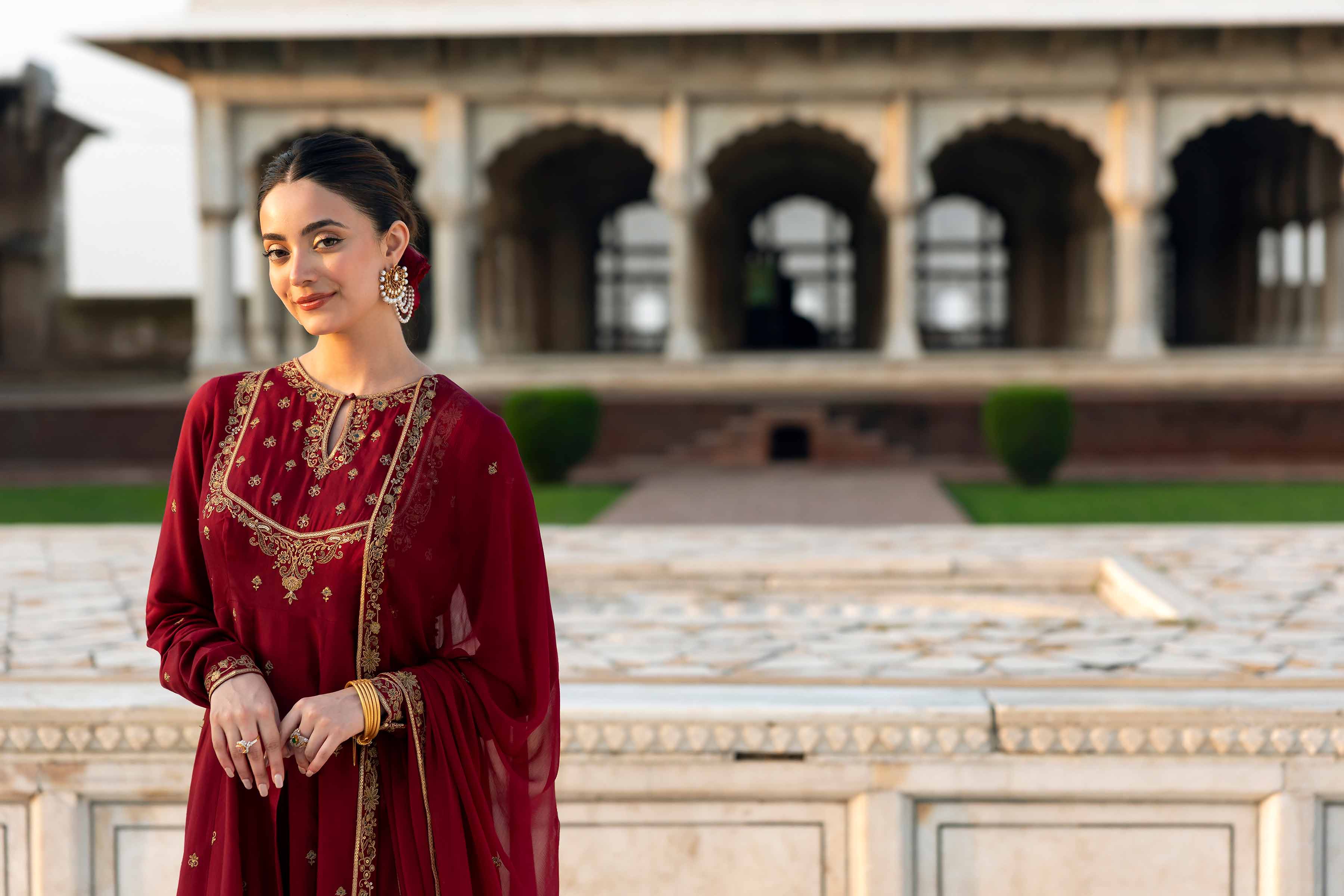 NishatUK - Maroon Embroidered Viscose 3-piece ready to wear Suit