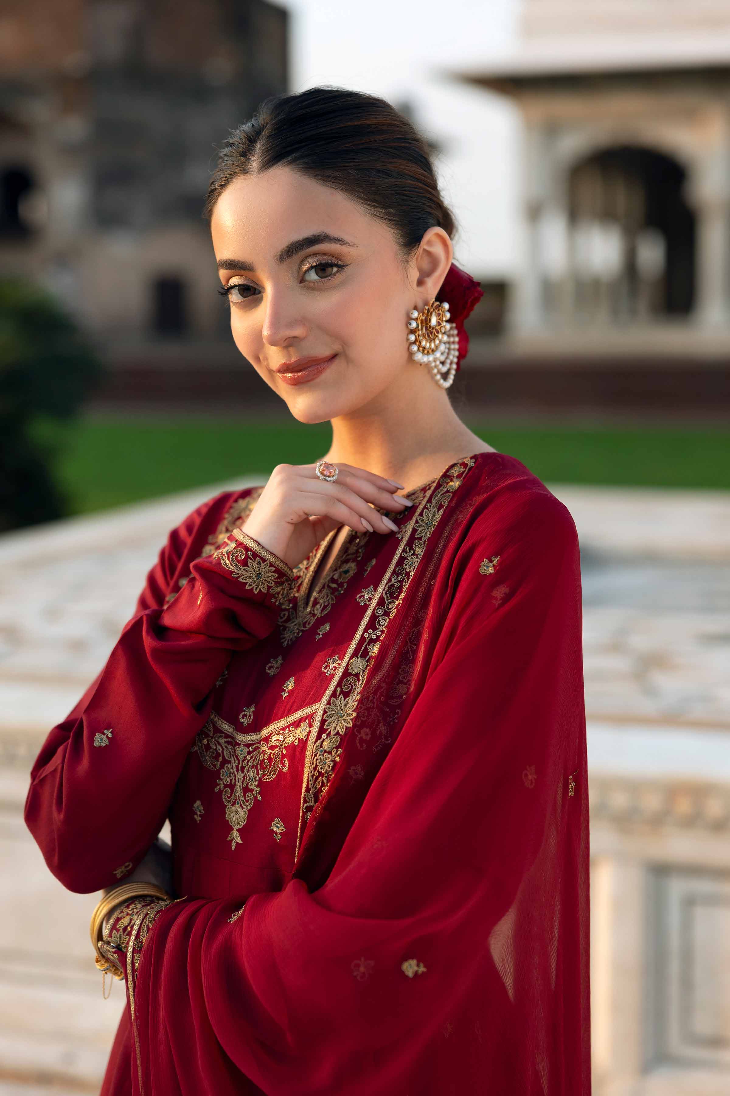 NishatUK - Maroon Embroidered Viscose 3-piece ready to wear Suit