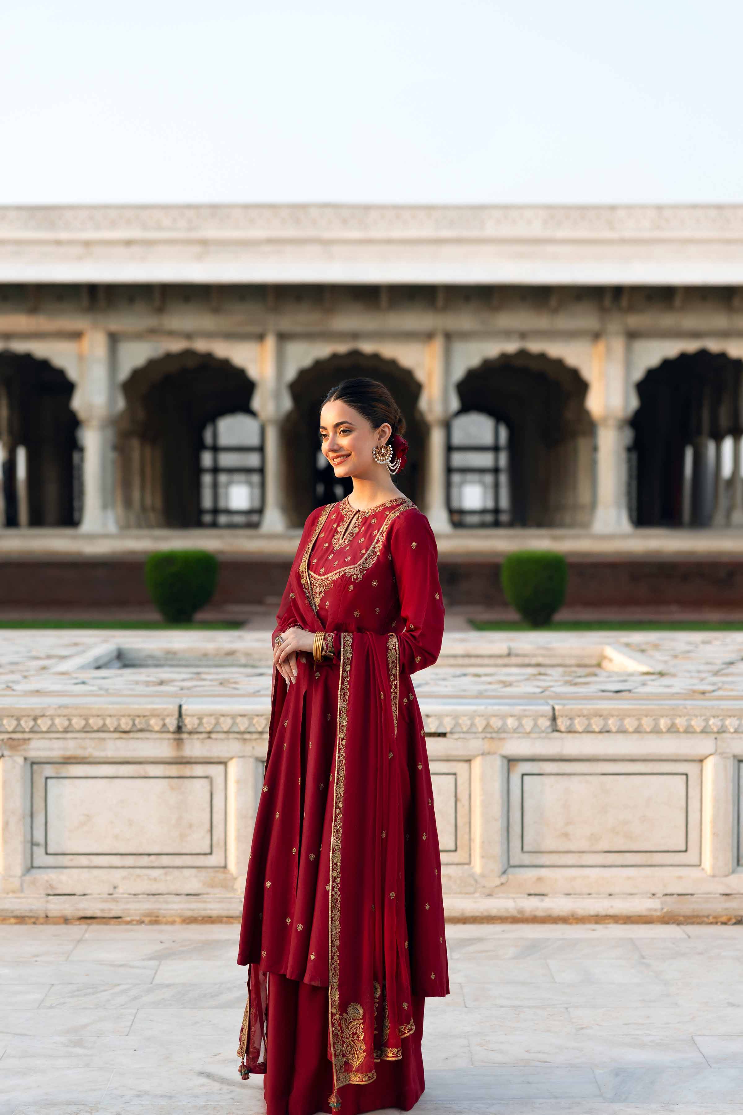 NishatUK - Maroon Embroidered Viscose 3-piece ready to wear Suit