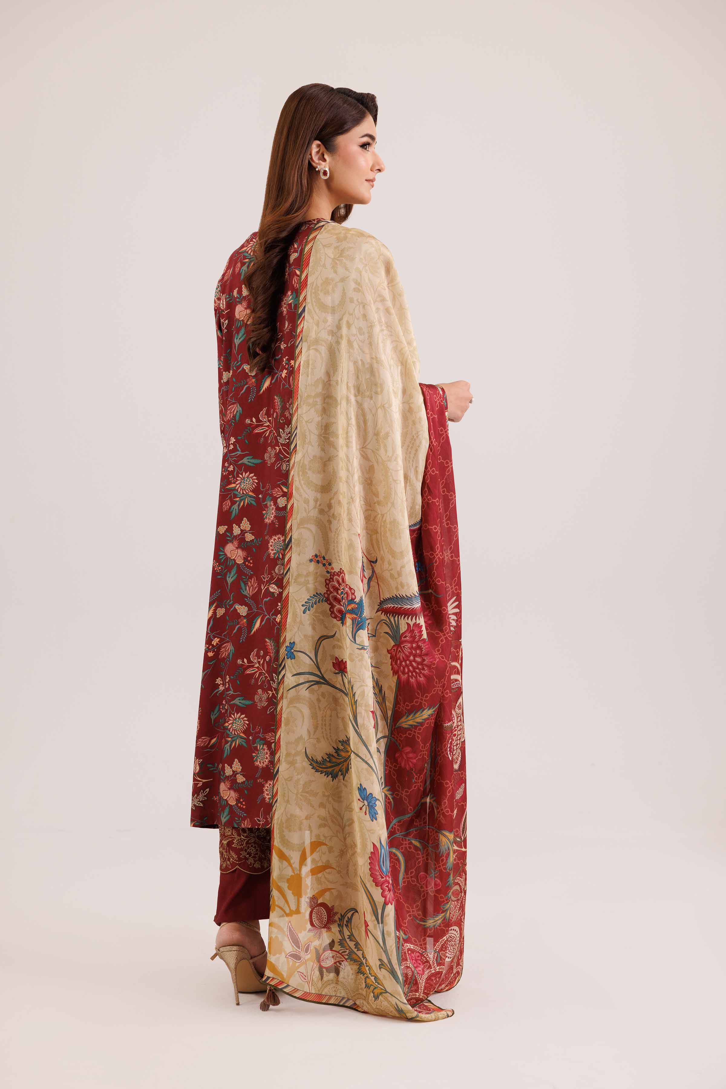 3 Piece - Printed Embroidered Suit - KFW25-100