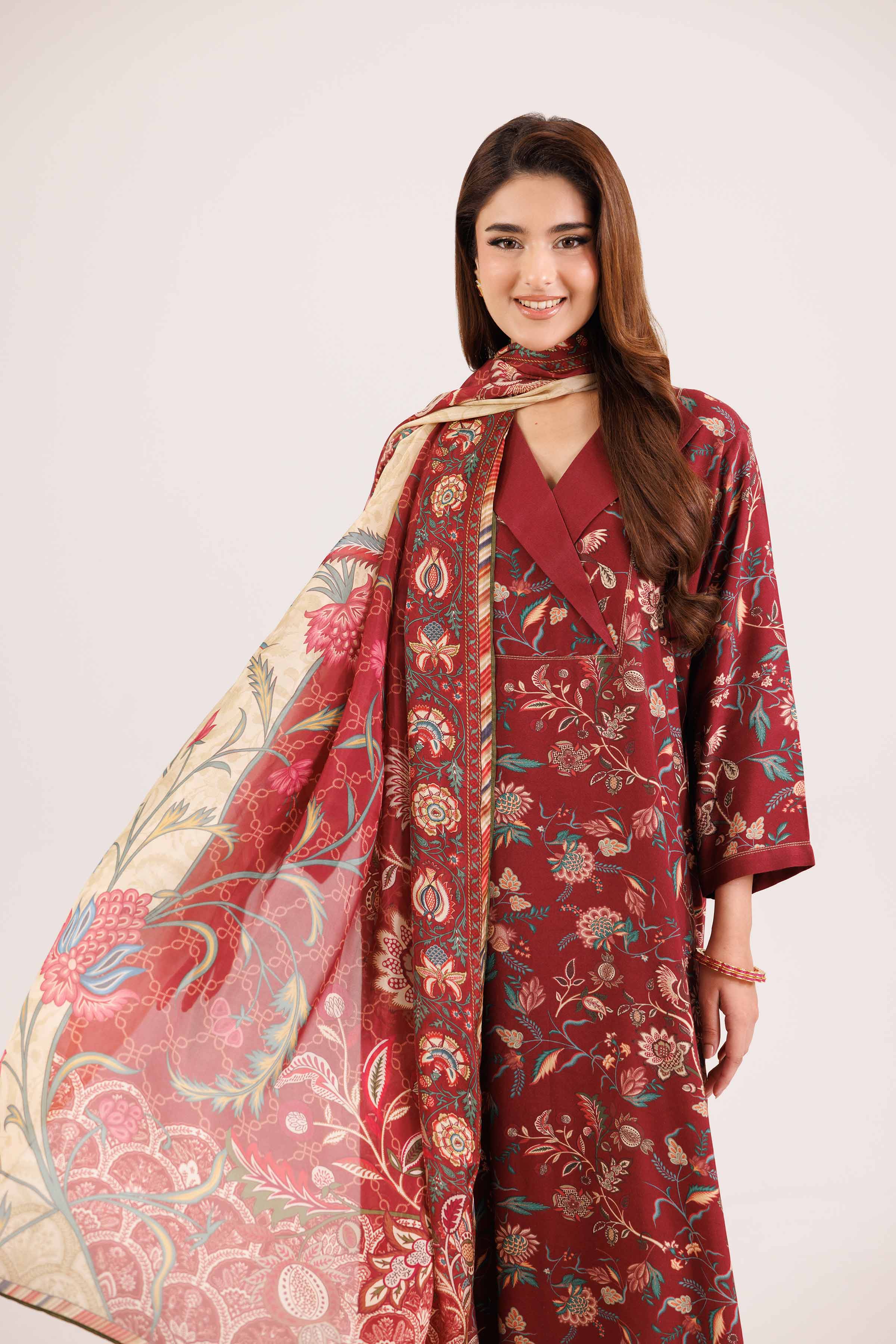 3 Piece - Printed Embroidered Suit - KFW25-100
