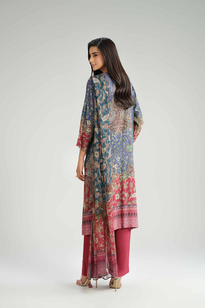 NishatUK - Multi Printed Silk 3-piece ready to wear Suit