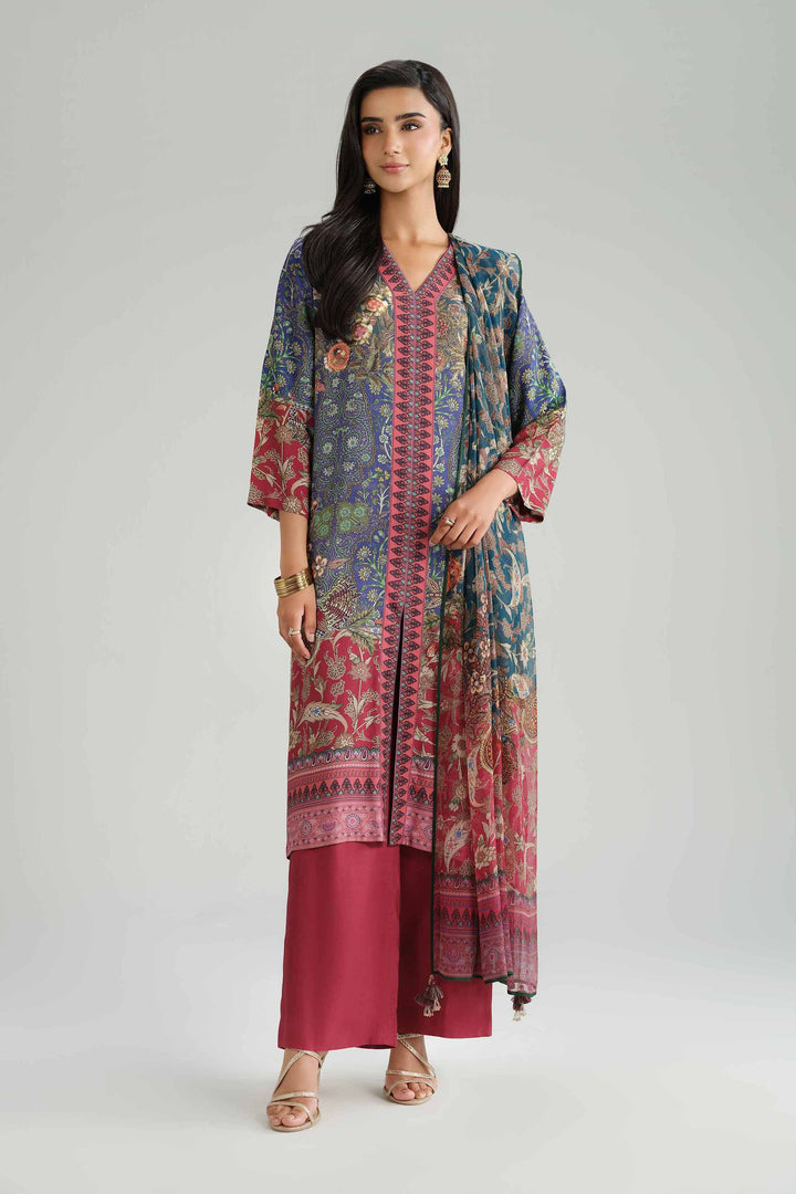 NishatUK - Multi Printed Silk 3-piece ready to wear Suit