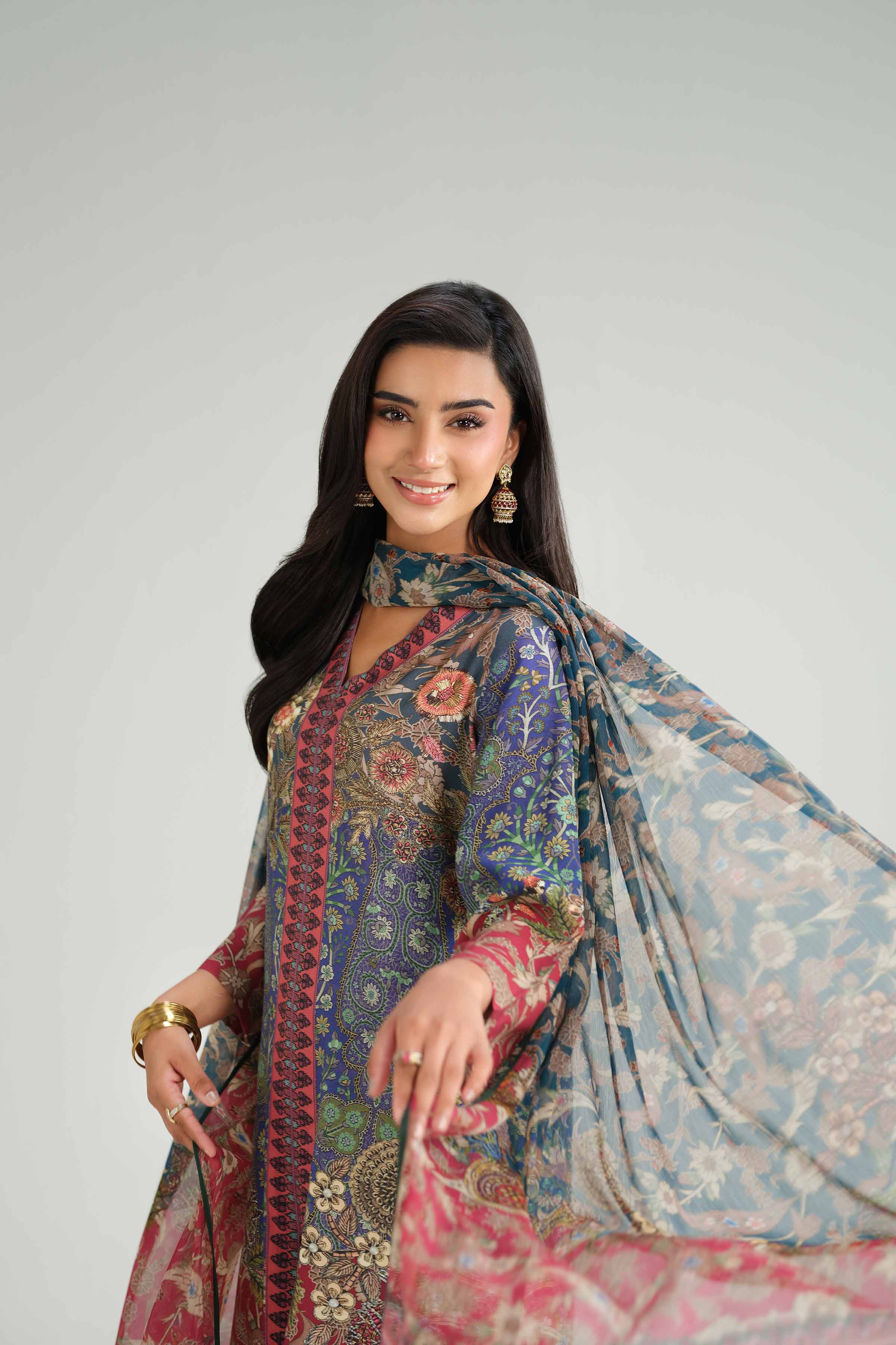NishatUK - Multi Printed Silk 3-piece ready to wear Suit