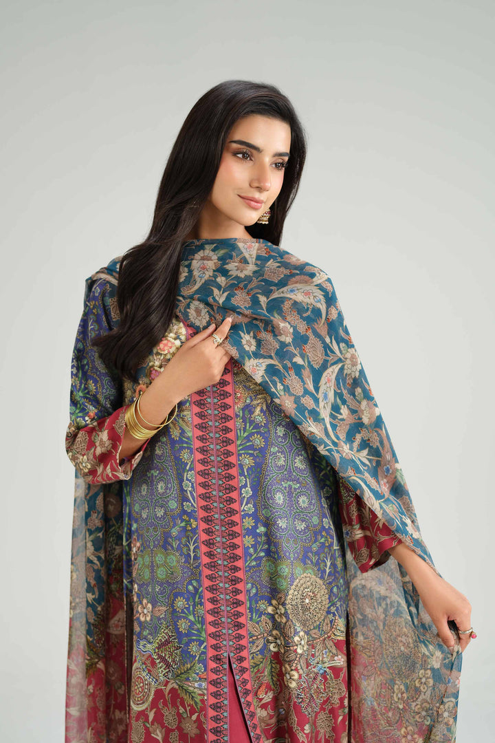 NishatUK - Multi Printed Silk 3-piece ready to wear Suit