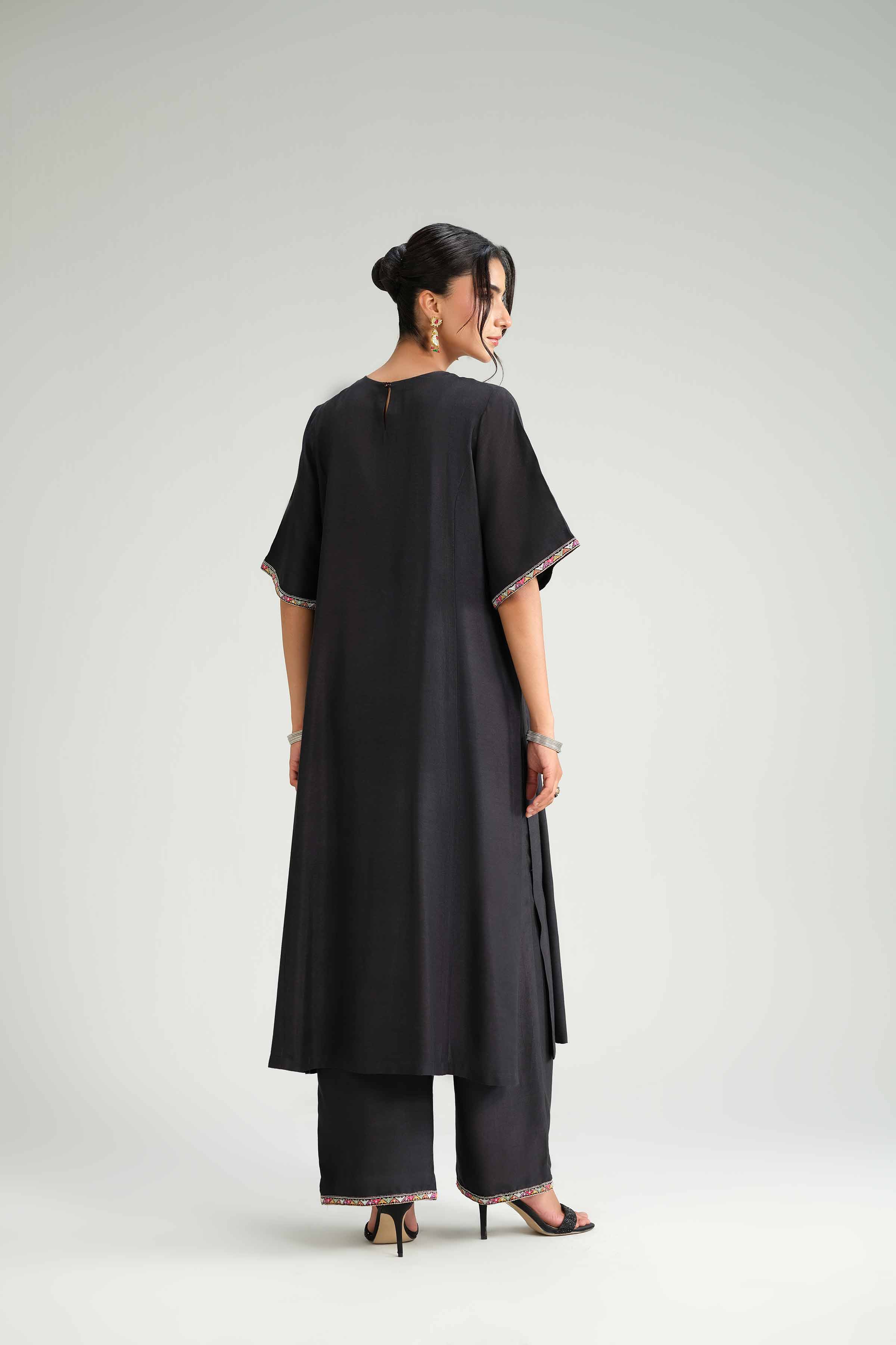 NishatUK - Black Embroidered Silk 2-piece ready to wear-luxury Dress