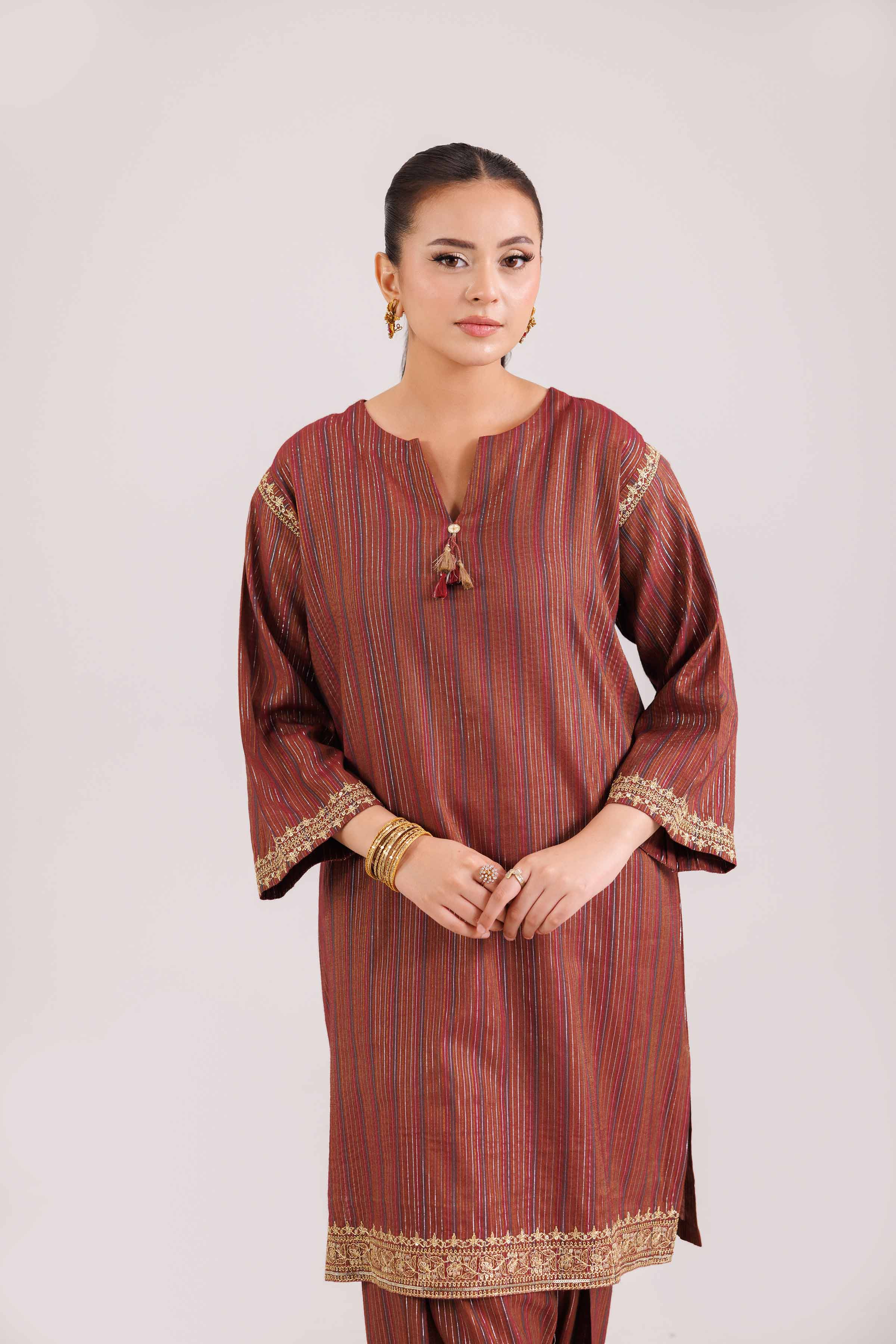 NishatUK - Multi Embroidered Yarn Dyed 2-piece ready to wear Luxury Dress