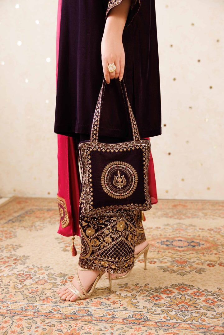Embroidered Pouch - KFW25-142 Luxury Pret Cross Season Edit 2025