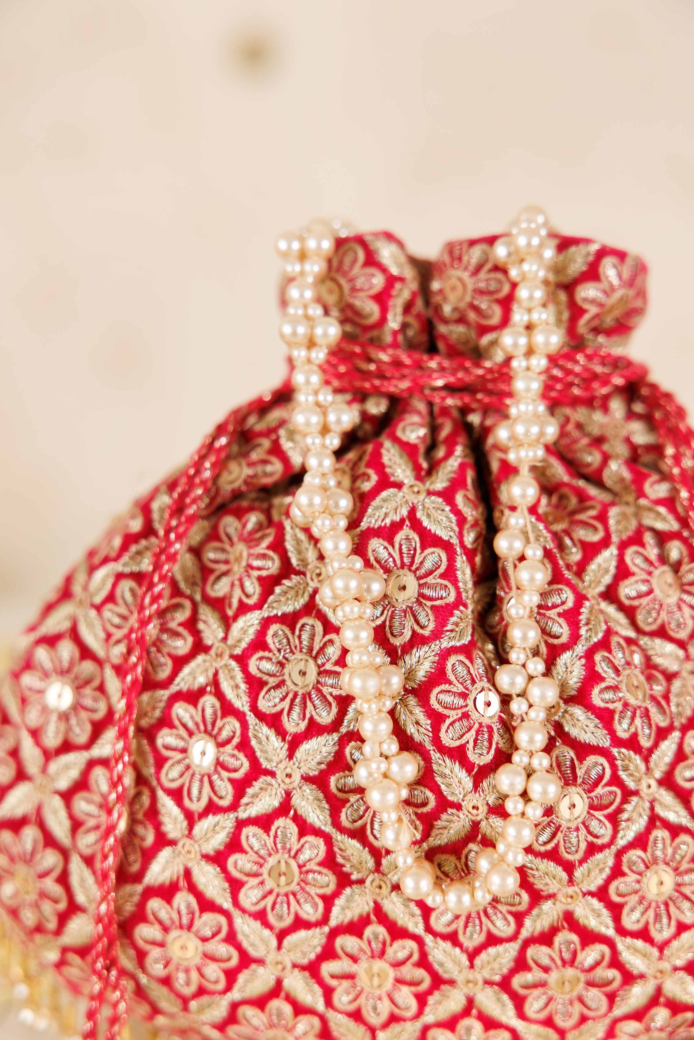 NishatUK - Pink Embroidered Velvet  ready to wear Pouch