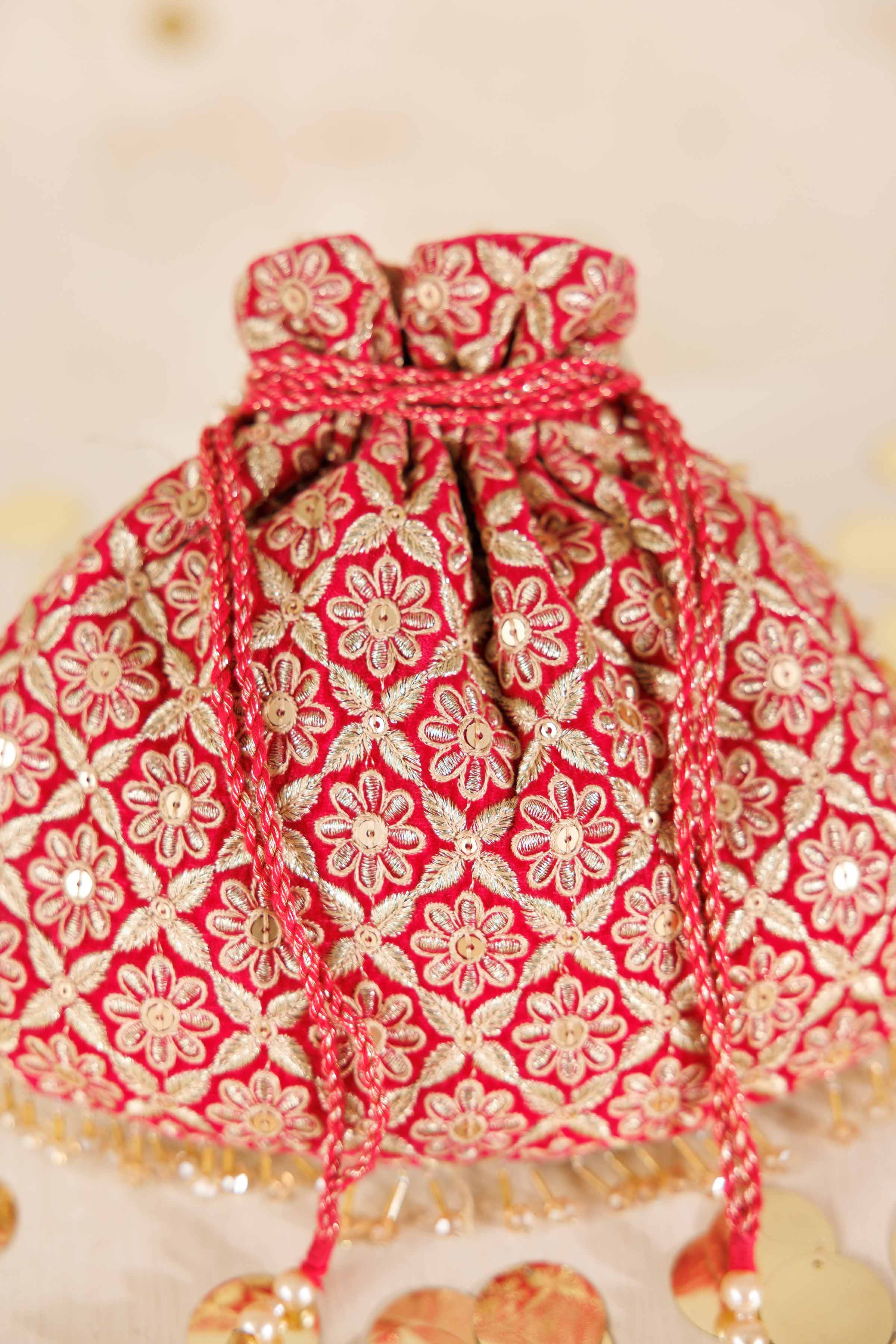 NishatUK - Pink Embroidered Velvet  ready to wear Pouch