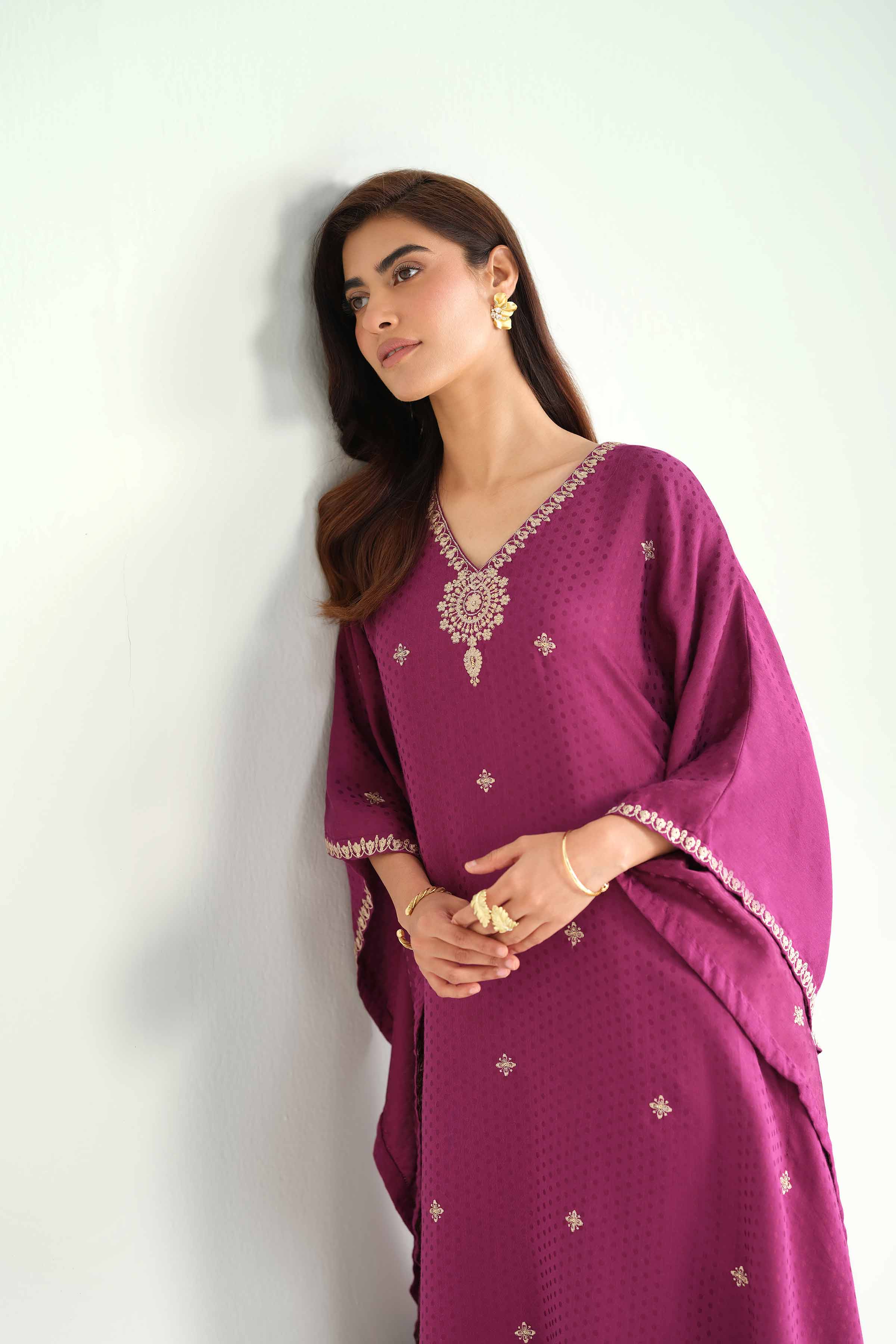 NishatUK - Purple Embroidered Viscose 2-piece ready to wear Luxury Dress