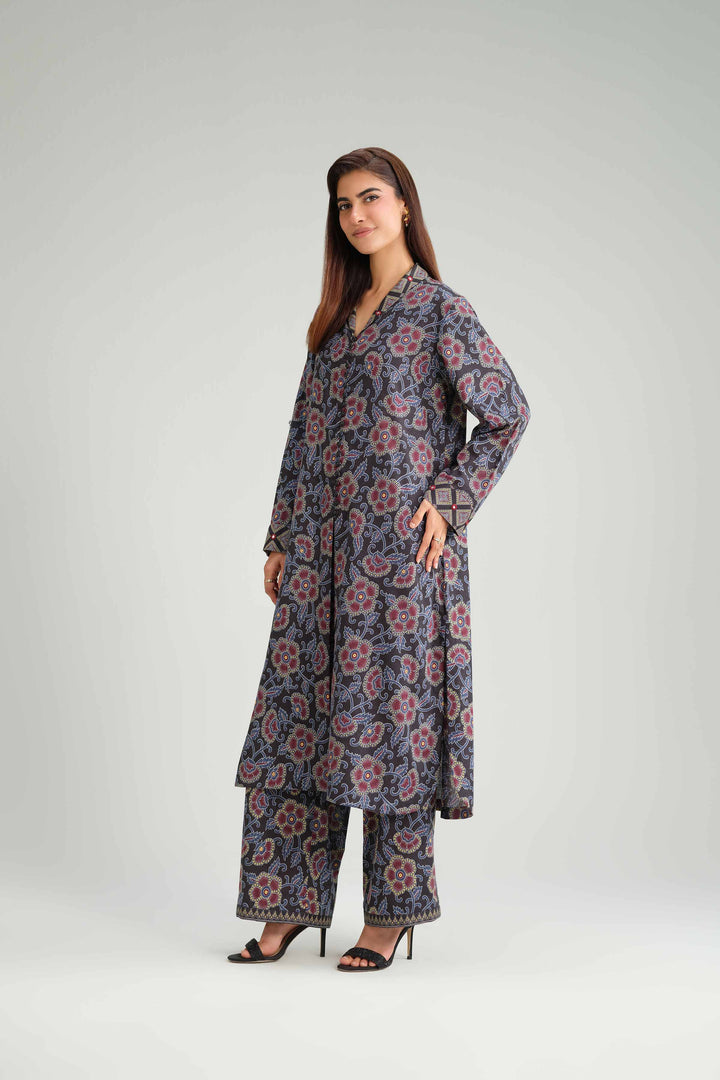 NishatUK - Grey Printed Karandi 2-piece ready to wear Luxury Dress
