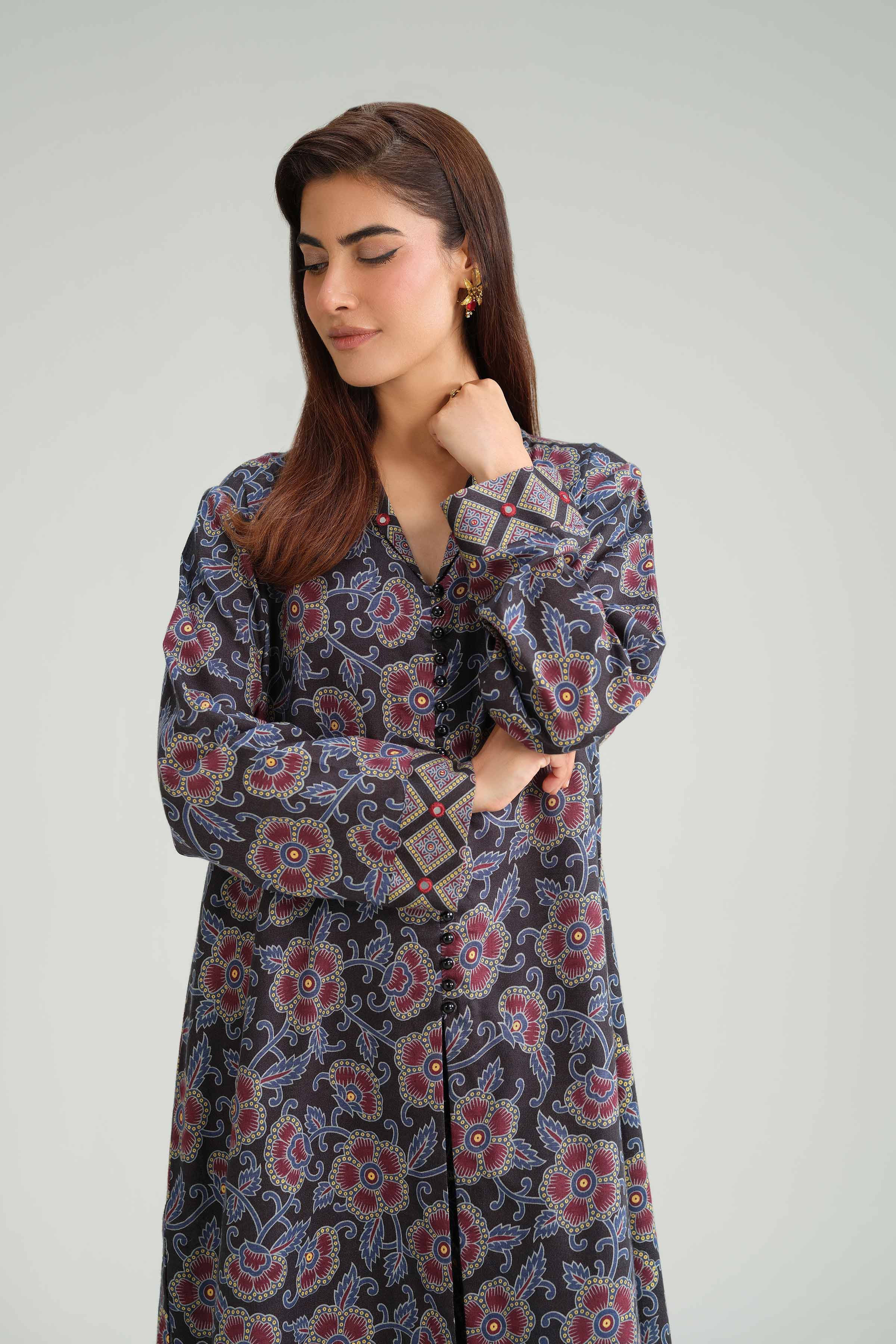 NishatUK - Grey Printed Karandi 2-piece ready to wear Luxury Dress