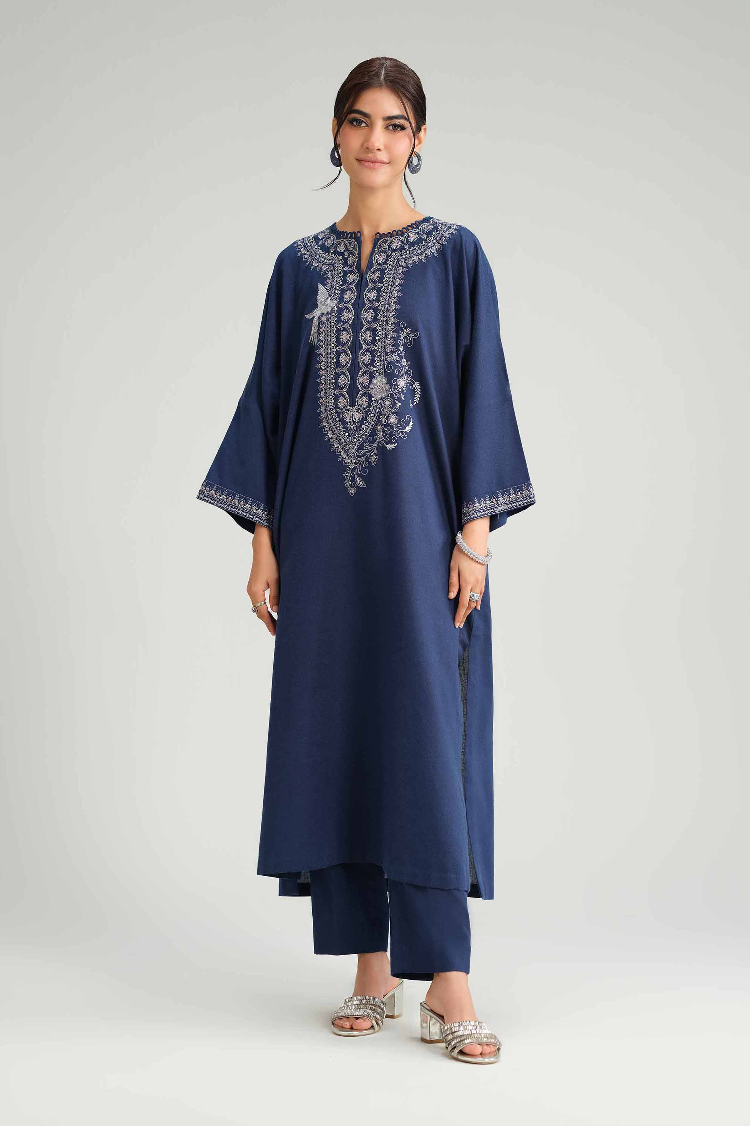 NishatUK - Blue Embroidered Karandi 2-piece ready to wear Luxury Dress