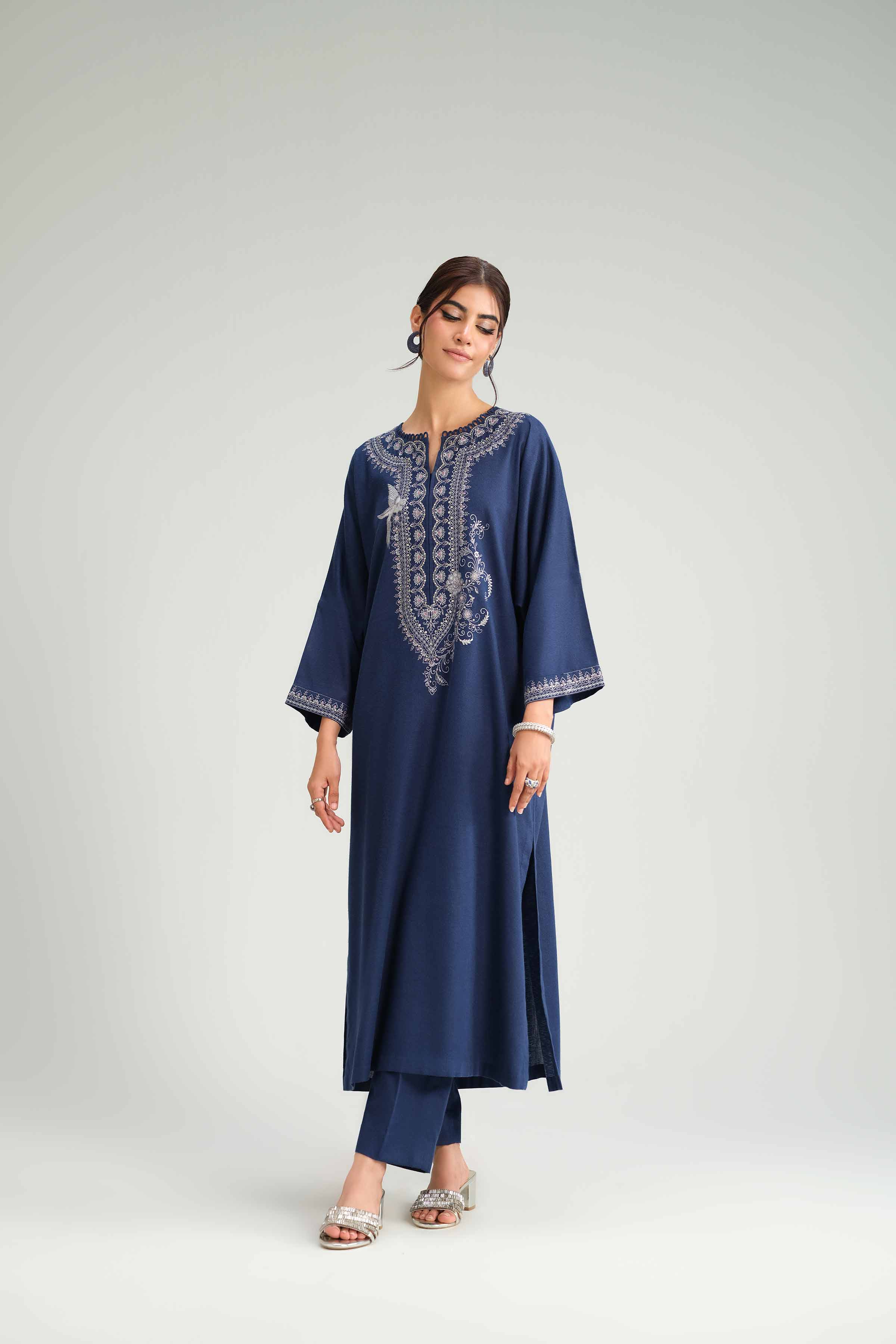 NishatUK - Blue Embroidered Karandi 2-piece ready to wear Luxury Dress