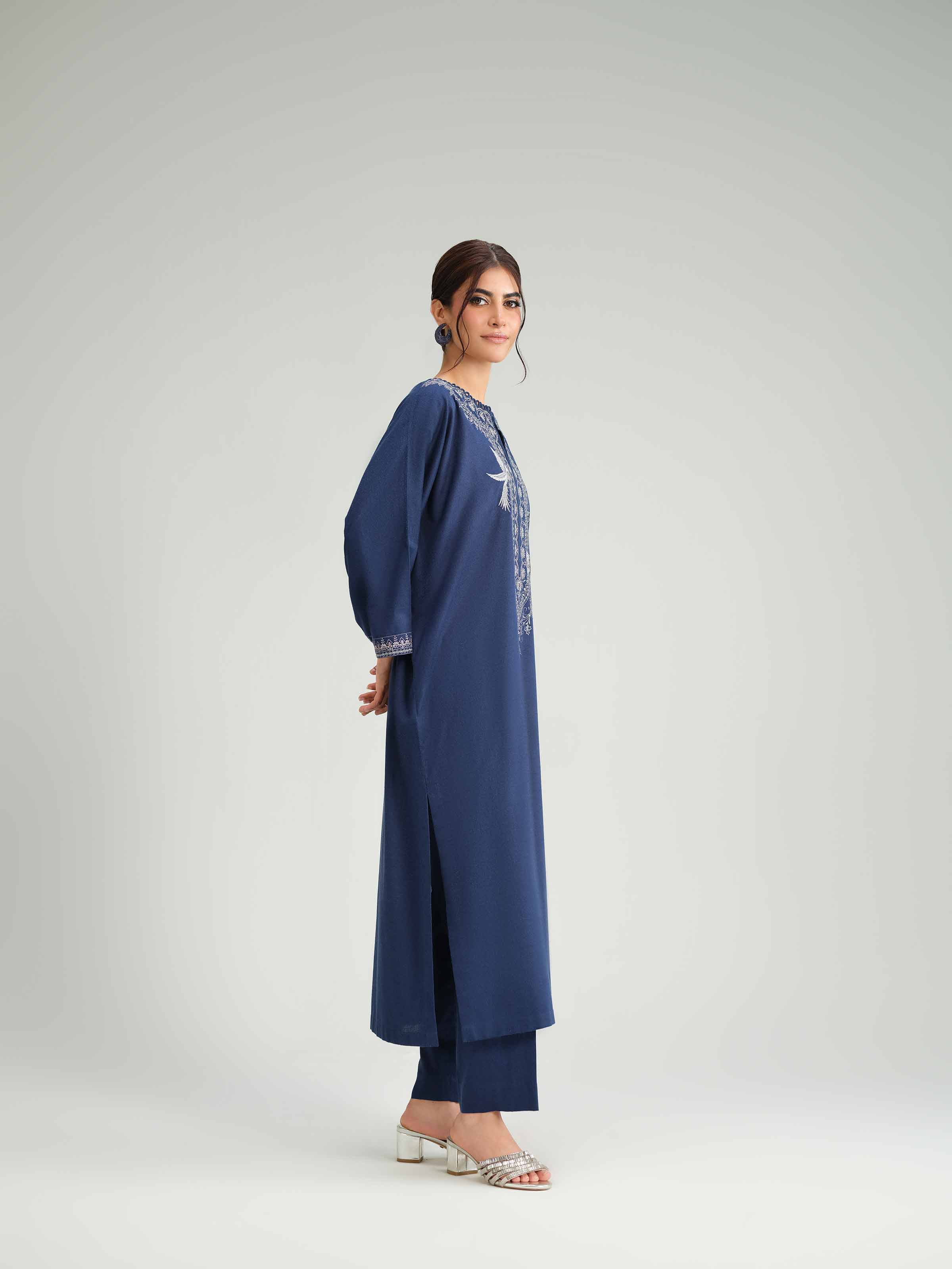 NishatUK - Blue Embroidered Karandi 2-piece ready to wear Luxury Dress