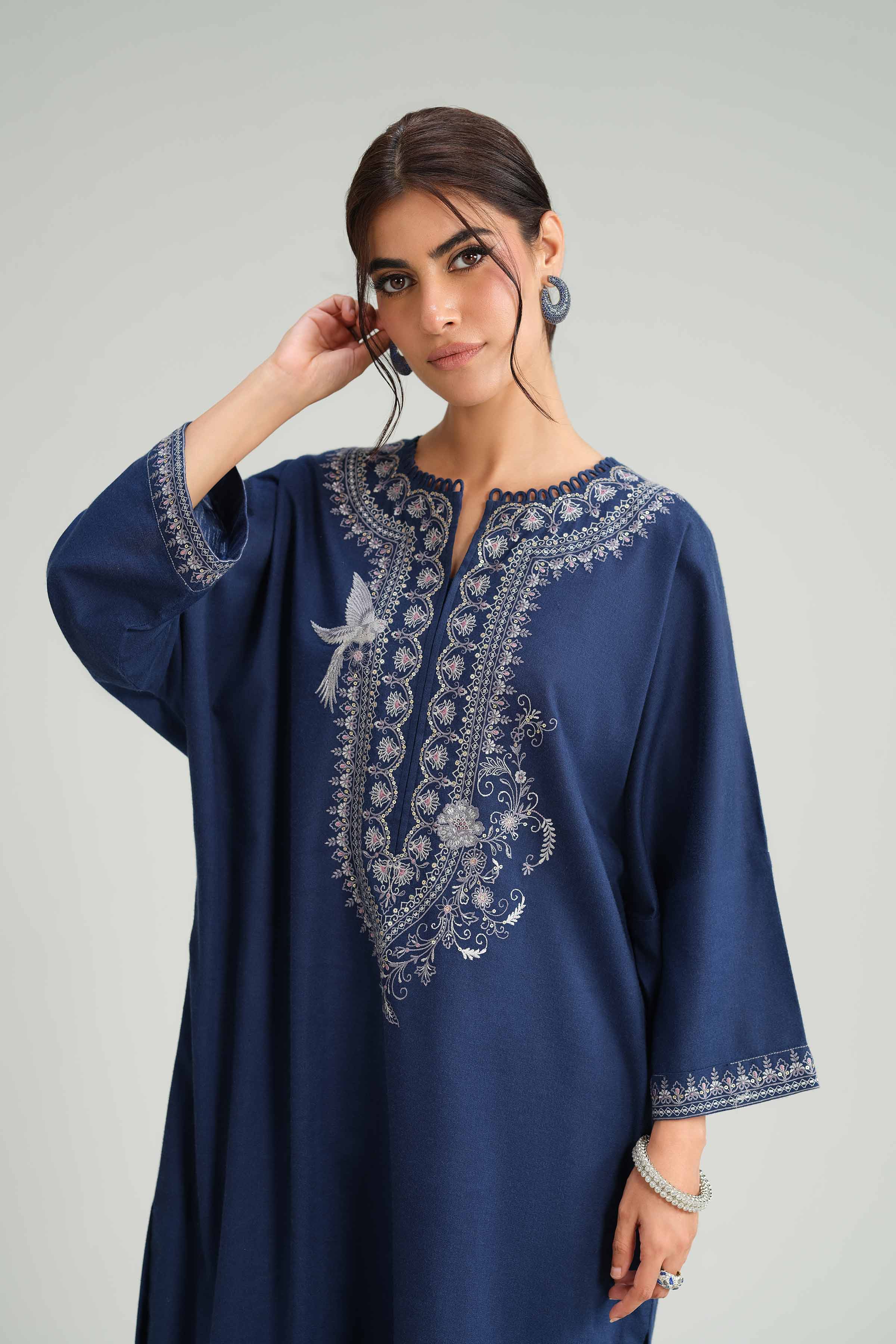 NishatUK - Blue Embroidered Karandi 2-piece ready to wear Luxury Dress