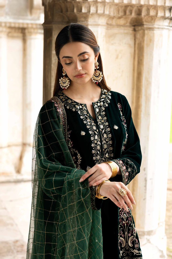 NishatUK - Green Embroidered Velvet 3-piece ready to wear-luxury Suit