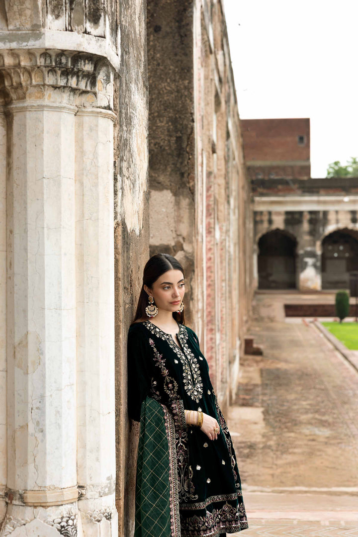 NishatUK - Green Embroidered Velvet 3-piece ready to wear-luxury Suit