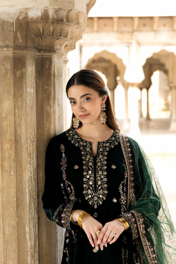 NishatUK - Green Embroidered Velvet 3-piece ready to wear-luxury Suit