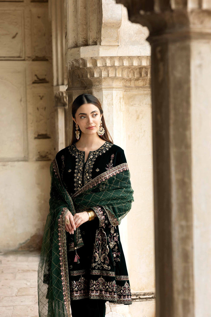 NishatUK - Green Embroidered Velvet 3-piece ready to wear-luxury Suit