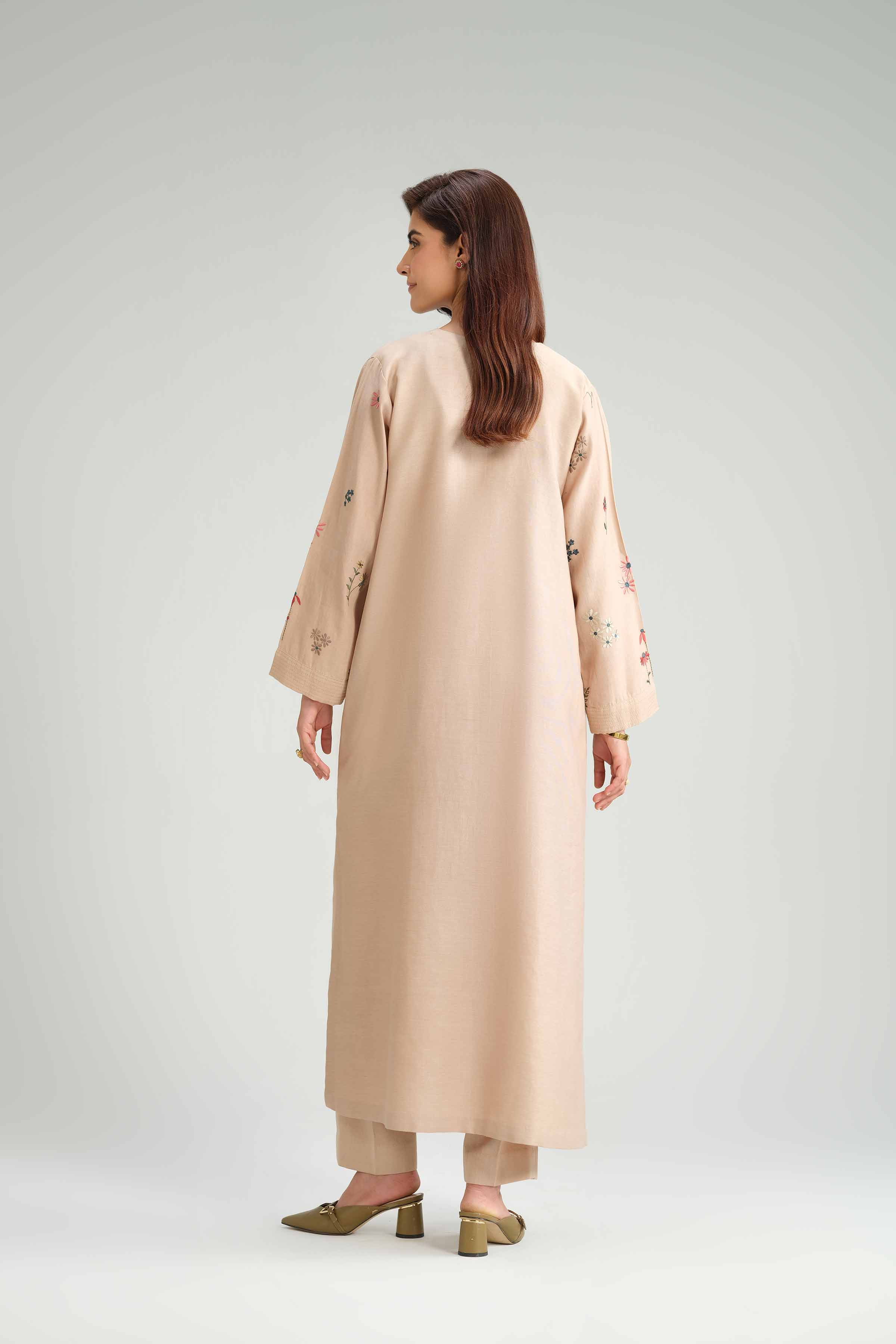 NishatUK - Brown Embroidered Sateen 2-piece ready to wear-luxury Dress