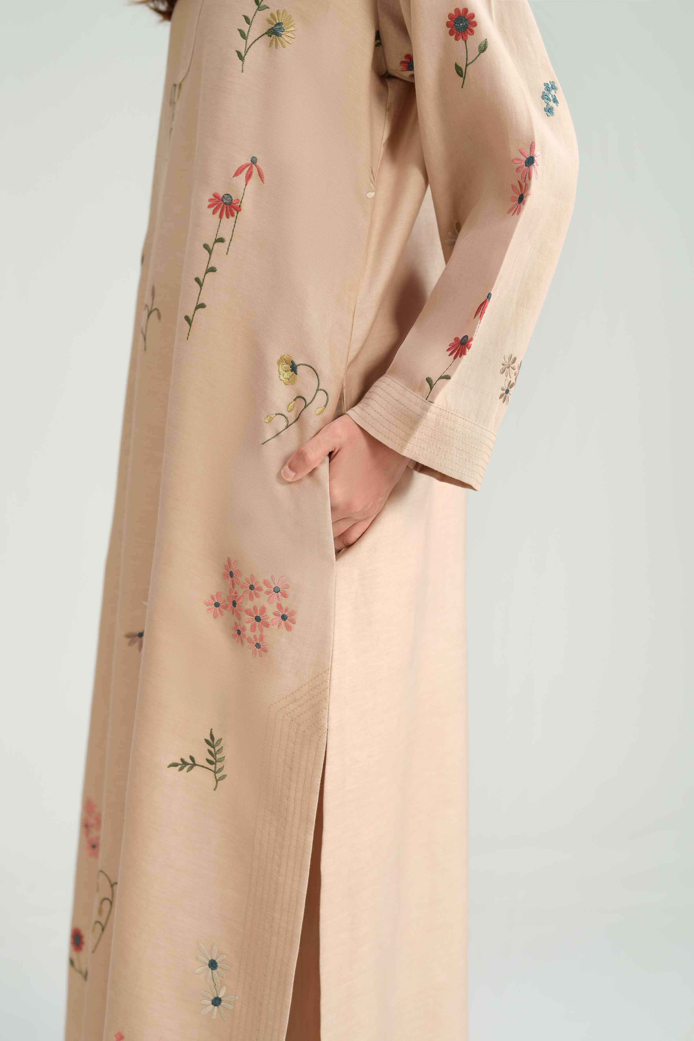 NishatUK - Brown Embroidered Sateen 2-piece ready to wear-luxury Dress