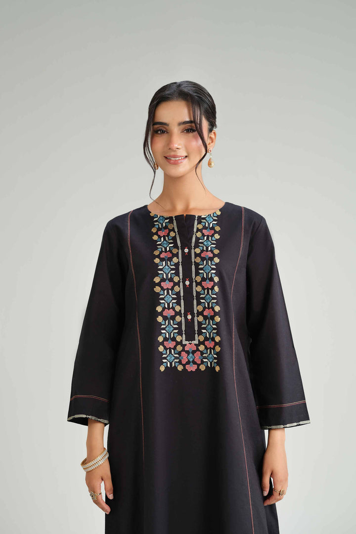 NishatUK - Black Embroidered Karandi 2-piece ready to wear Luxury Dress