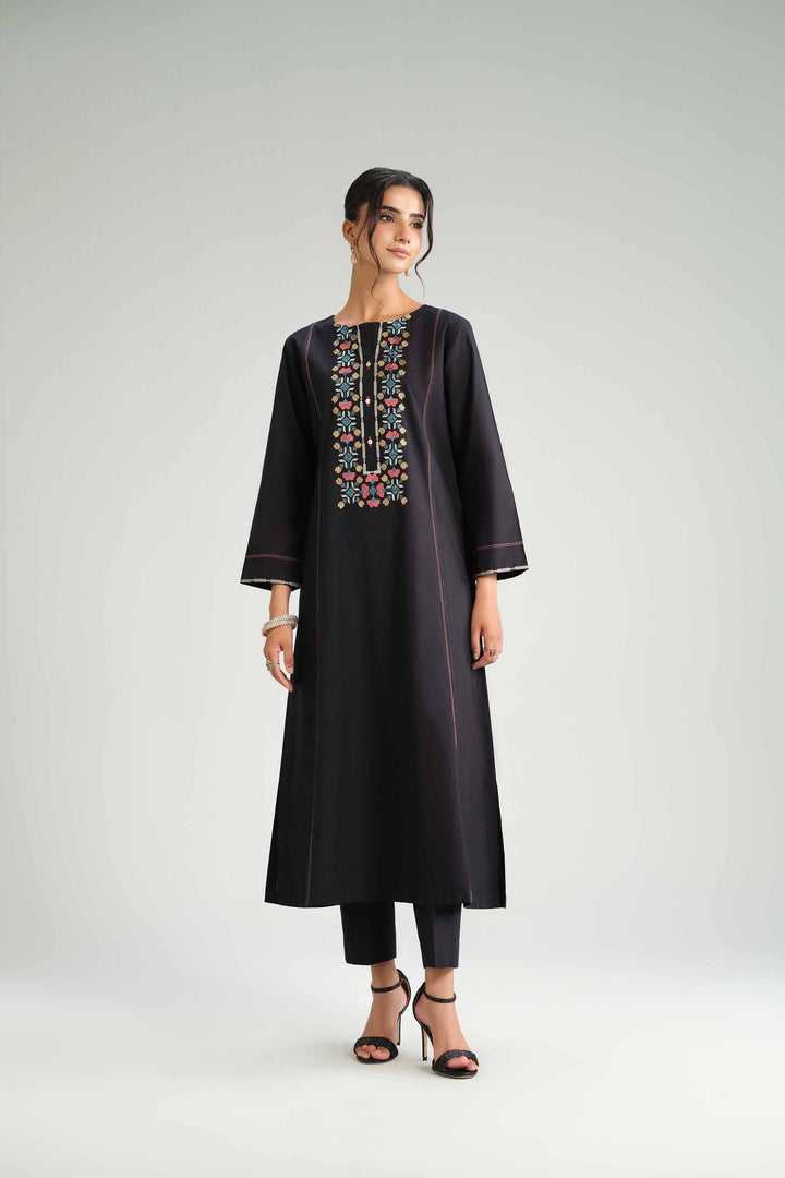 NishatUK - Black Embroidered Karandi 2-piece ready to wear Luxury Dress