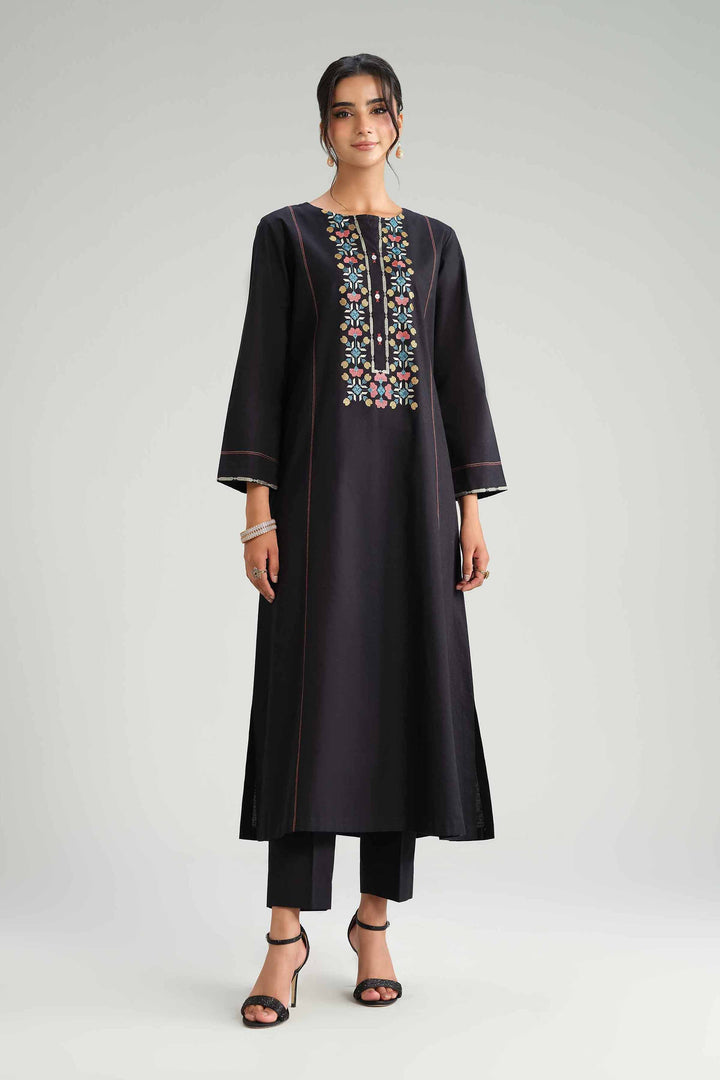 NishatUK - Black Embroidered Karandi 2-piece ready to wear Luxury Dress