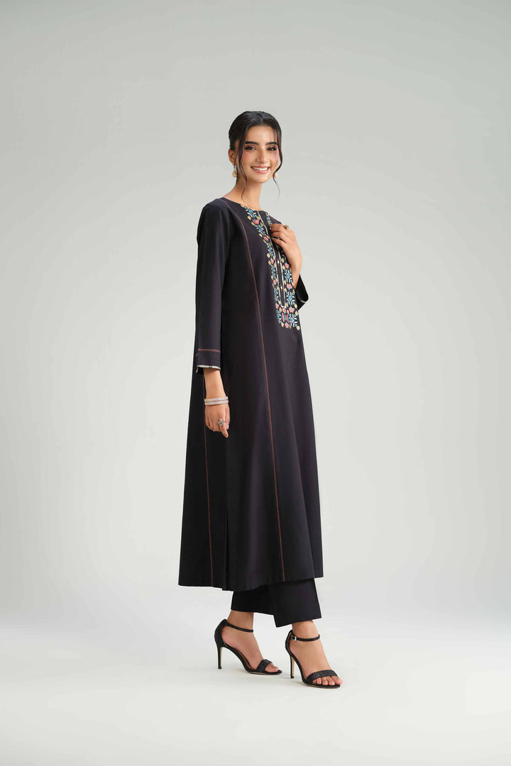 NishatUK - Black Embroidered Karandi 2-piece ready to wear Luxury Dress
