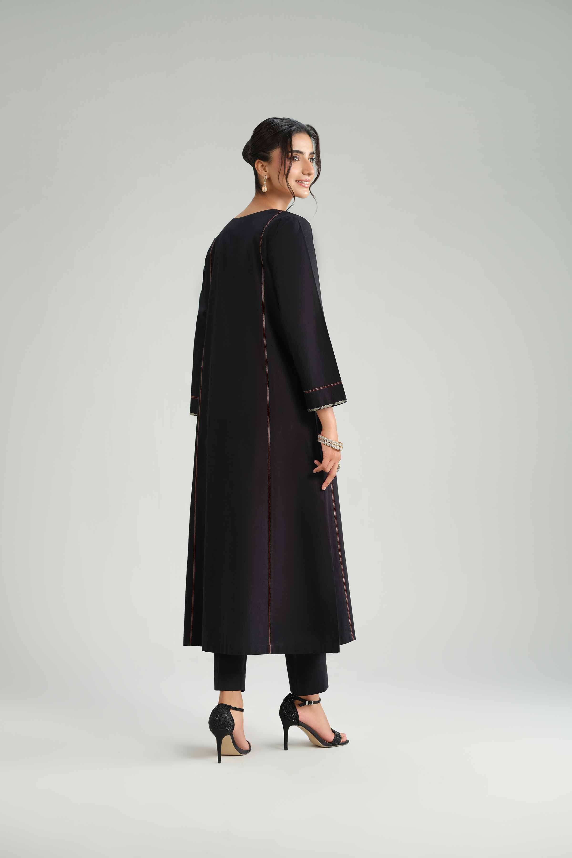 NishatUK - Black Embroidered Karandi 2-piece ready to wear Luxury Dress