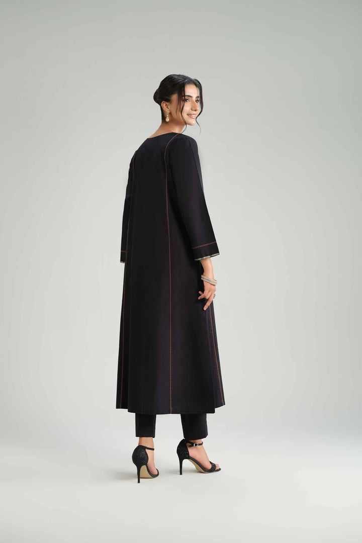 NishatUK - Black Embroidered Karandi 2-piece ready to wear Luxury Dress