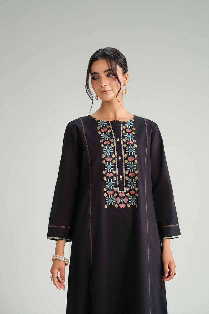 NishatUK - Black Embroidered Karandi 2-piece ready to wear Luxury Dress