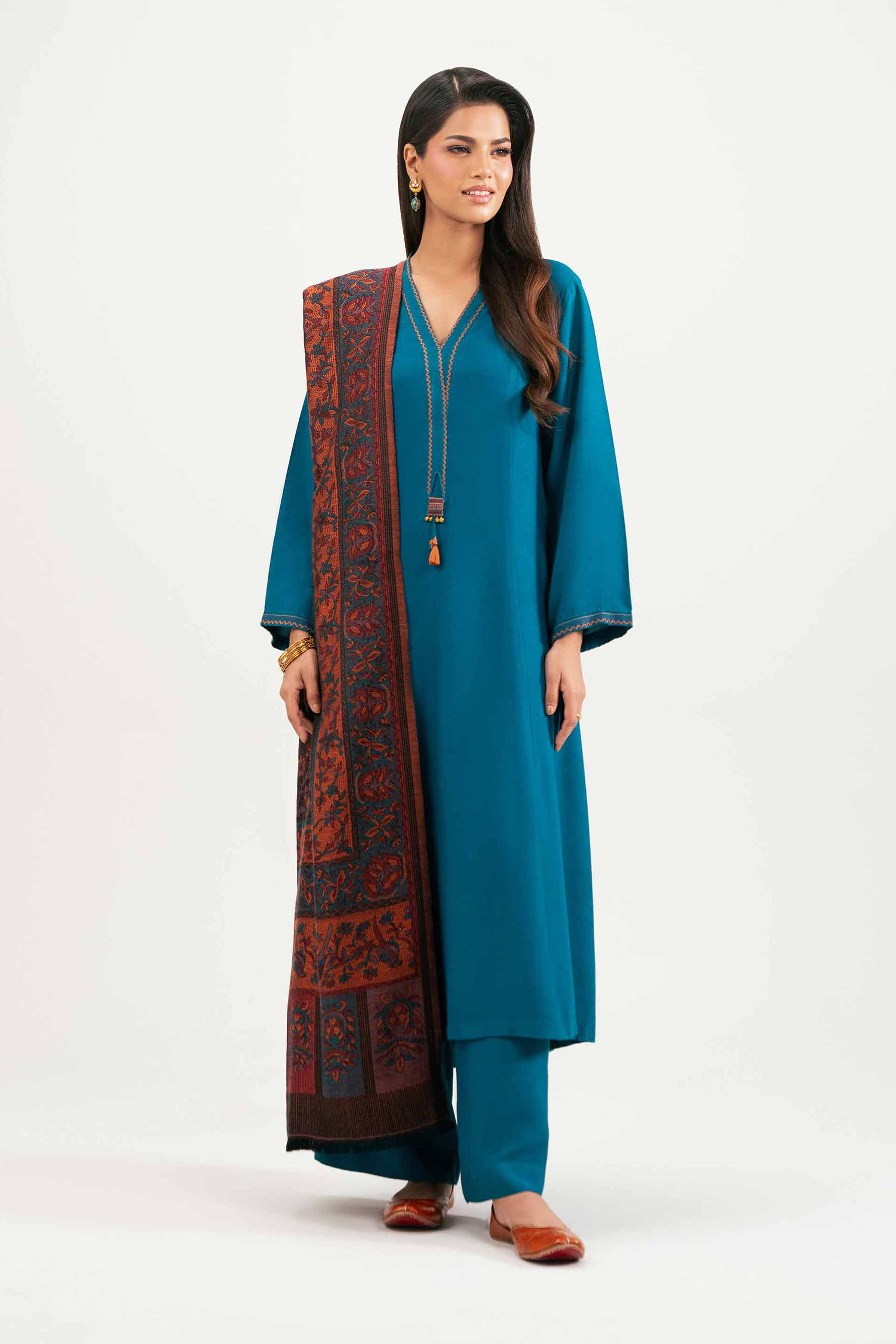 NishatUK - Teal Solids Linen 3-piece ready to wear Suit