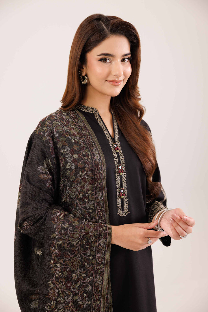 NishatUK - Black Embroidered  Karandi 3-piece ready to wear Suit